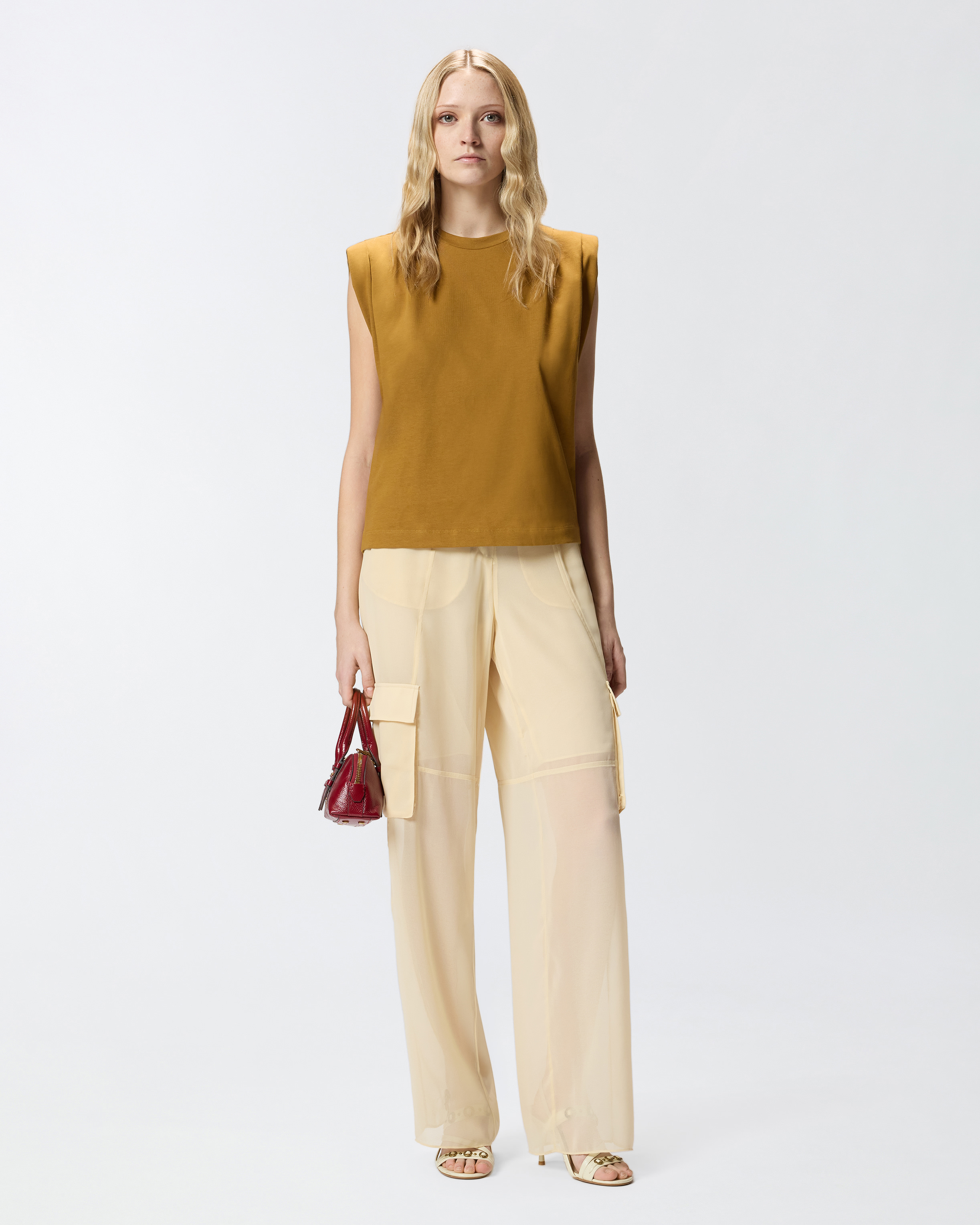 T-shirt sans manches en jersey double PINKO Orange