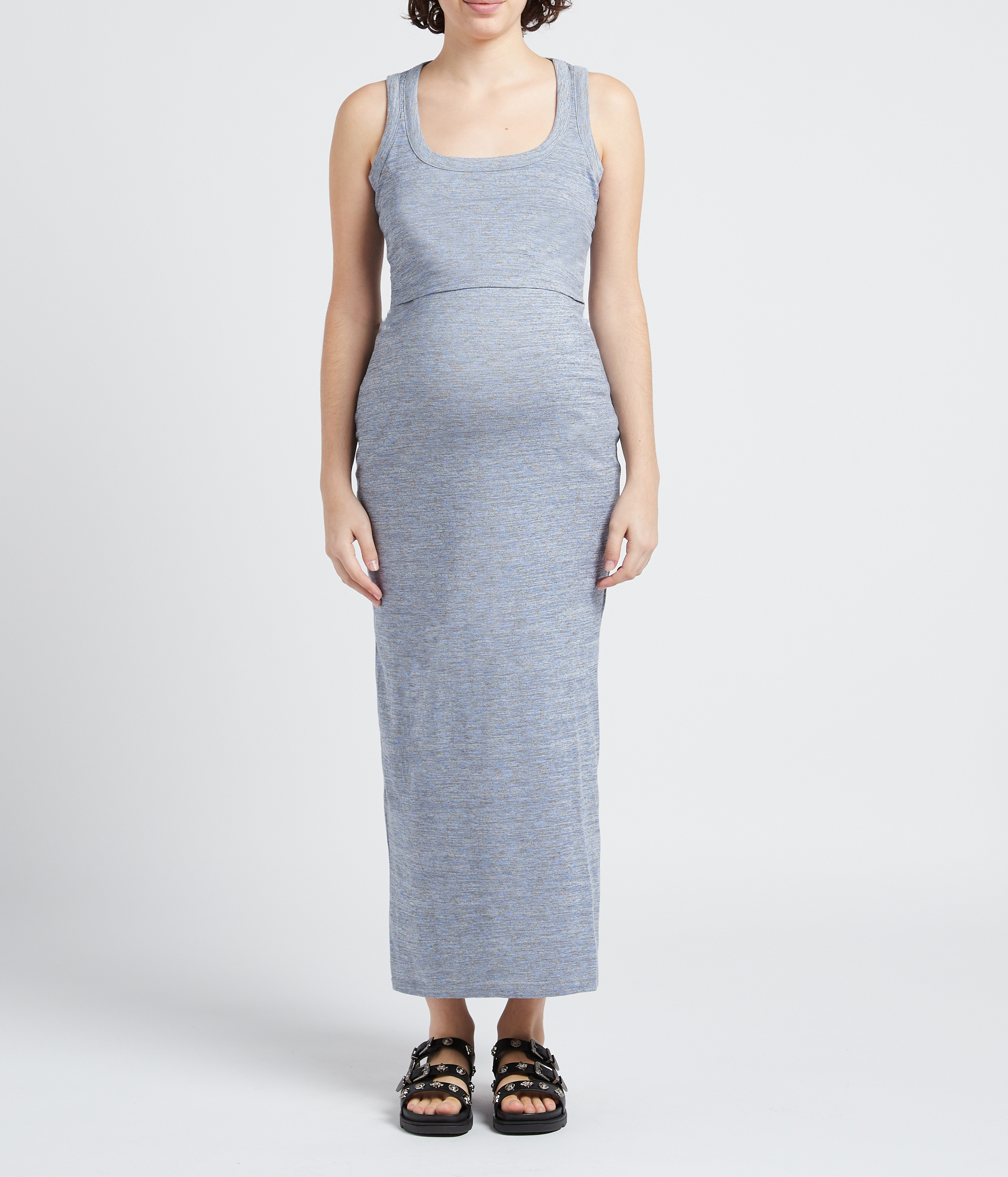 Stretch cotton maternity dress SERAPHINE Grey