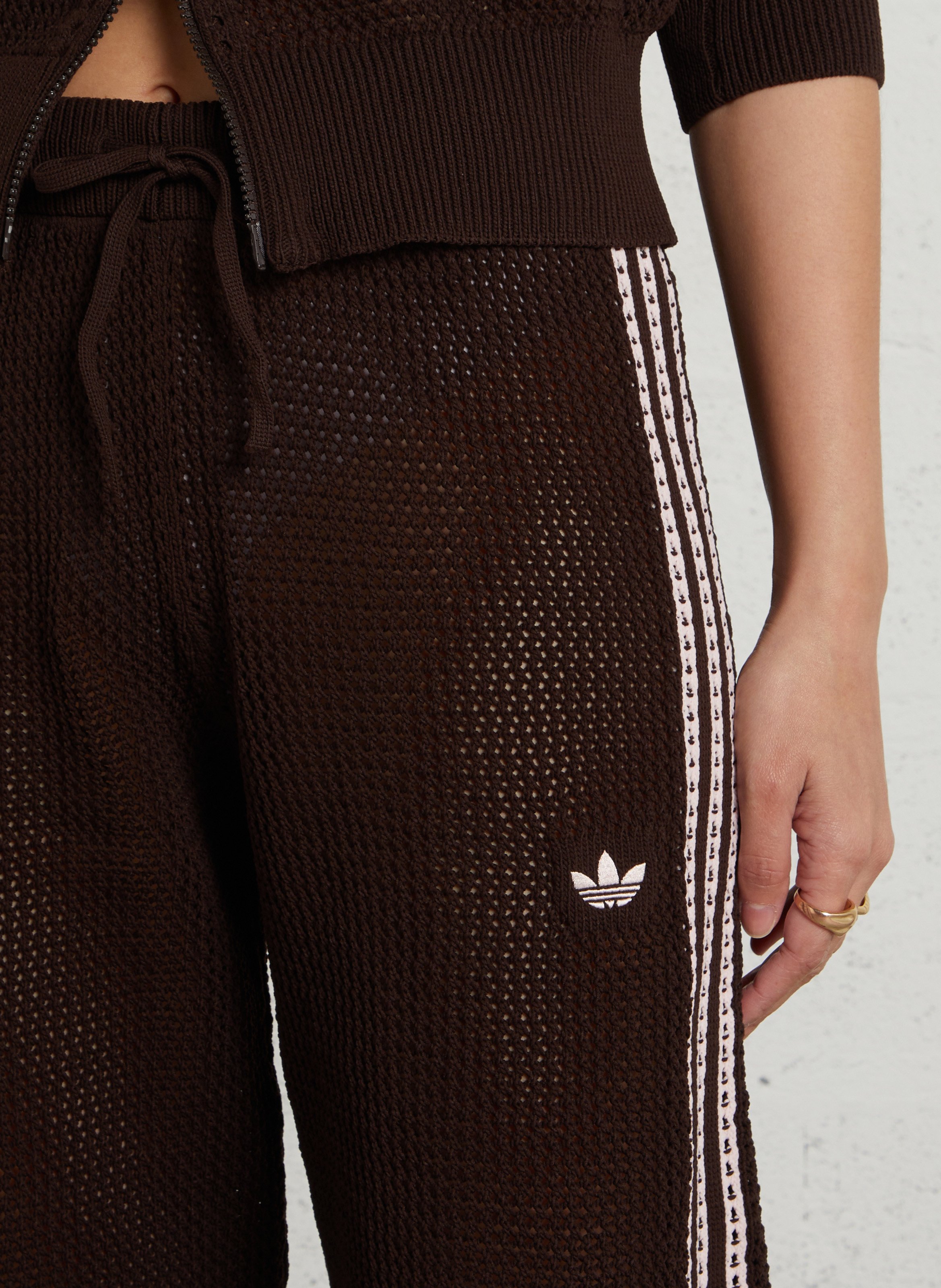 Openwork knit straight pants ADIDAS Brown