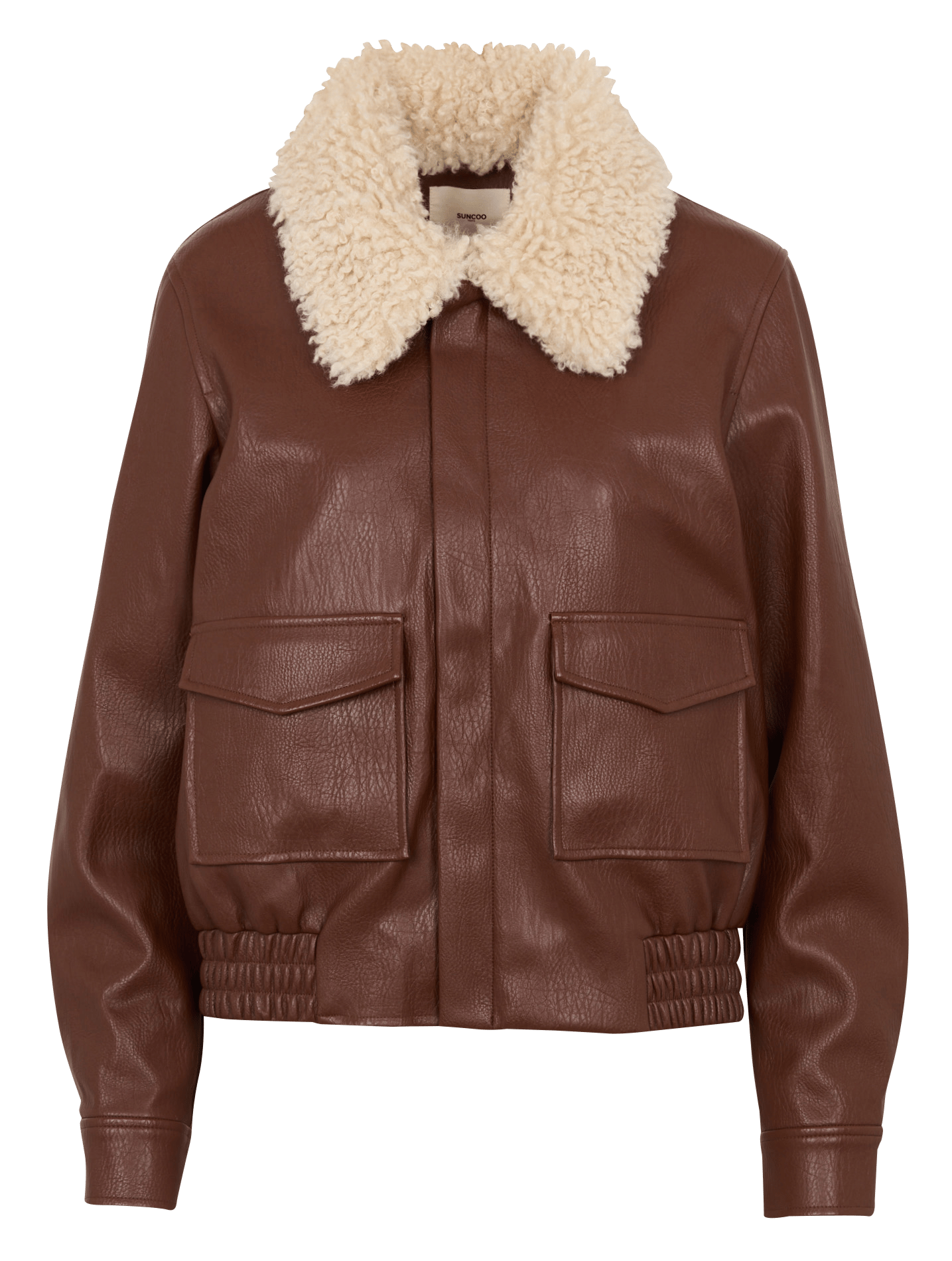 Manteau col sherpa effet cuir SUNCOO Marron