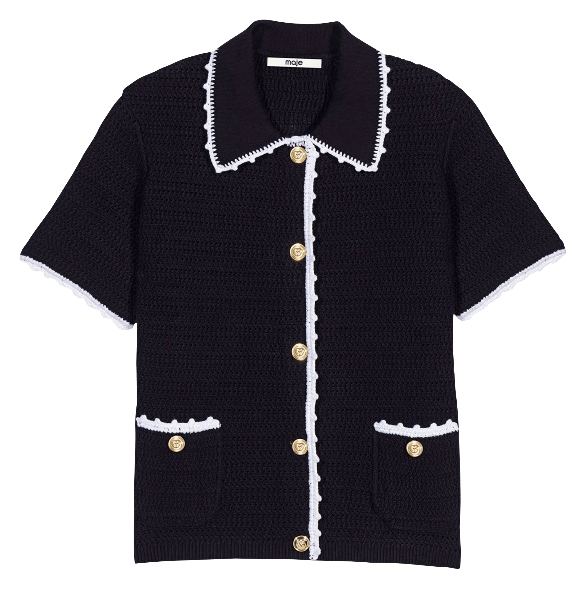 Cardigan droit en maille MAJE Bleu