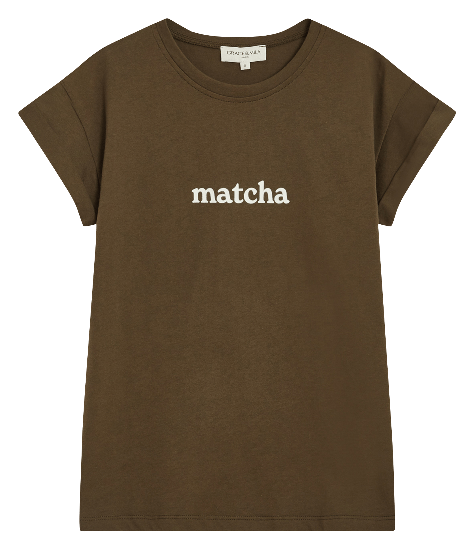 Teeèshirt droit col rond en ccoton sérigraphié ATLAS Kaki