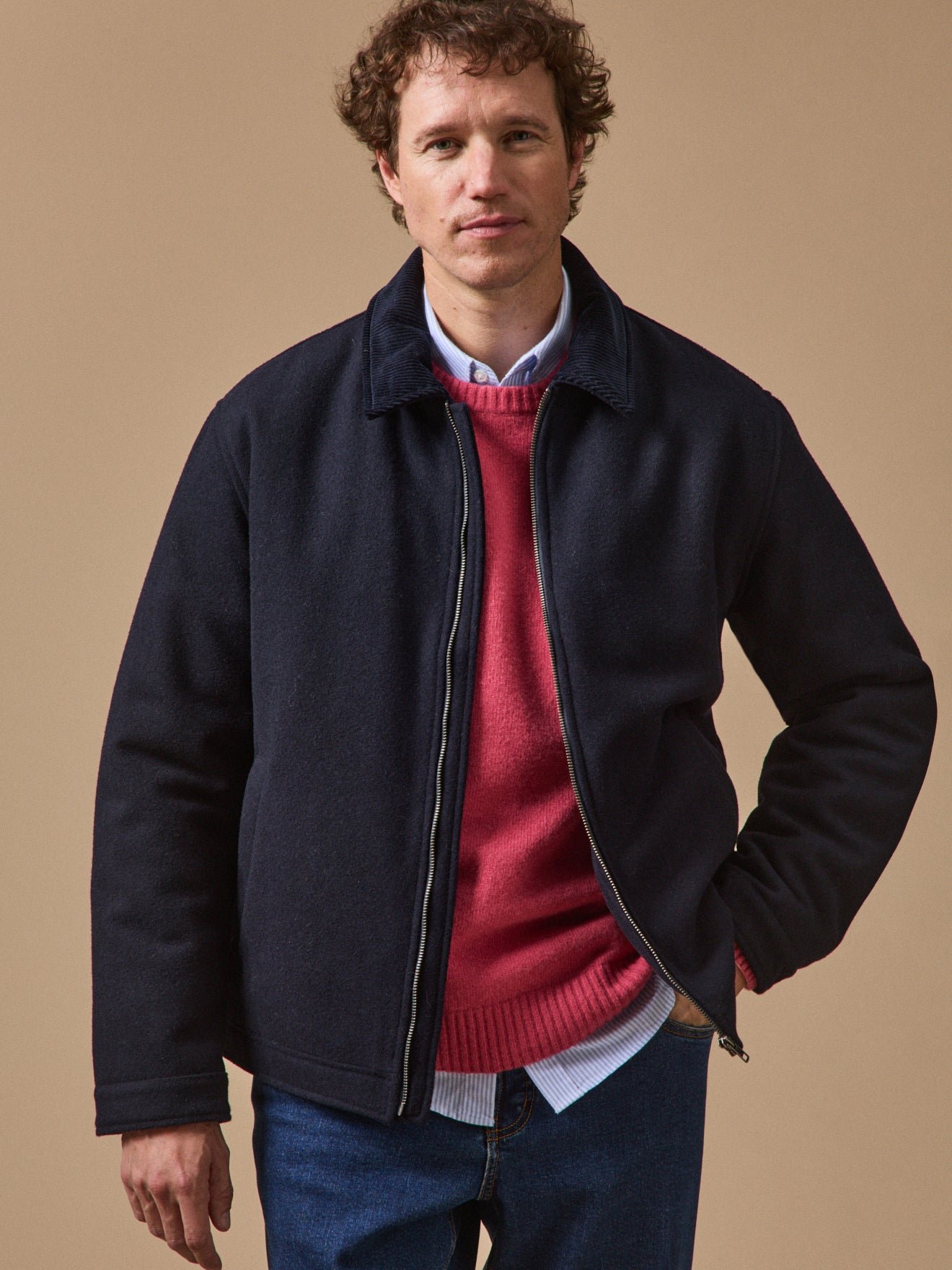 Warm Wool Aviator Jacket CYRILLUS Blue