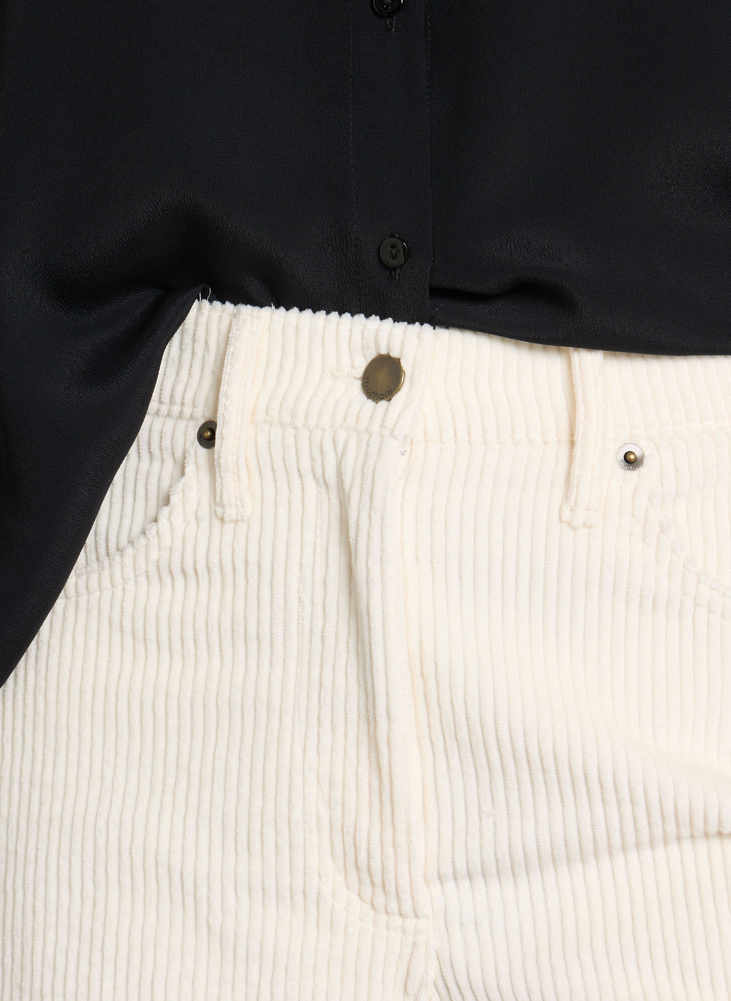 Pantalon droit en velours côtelé de coton MOMONI Beige