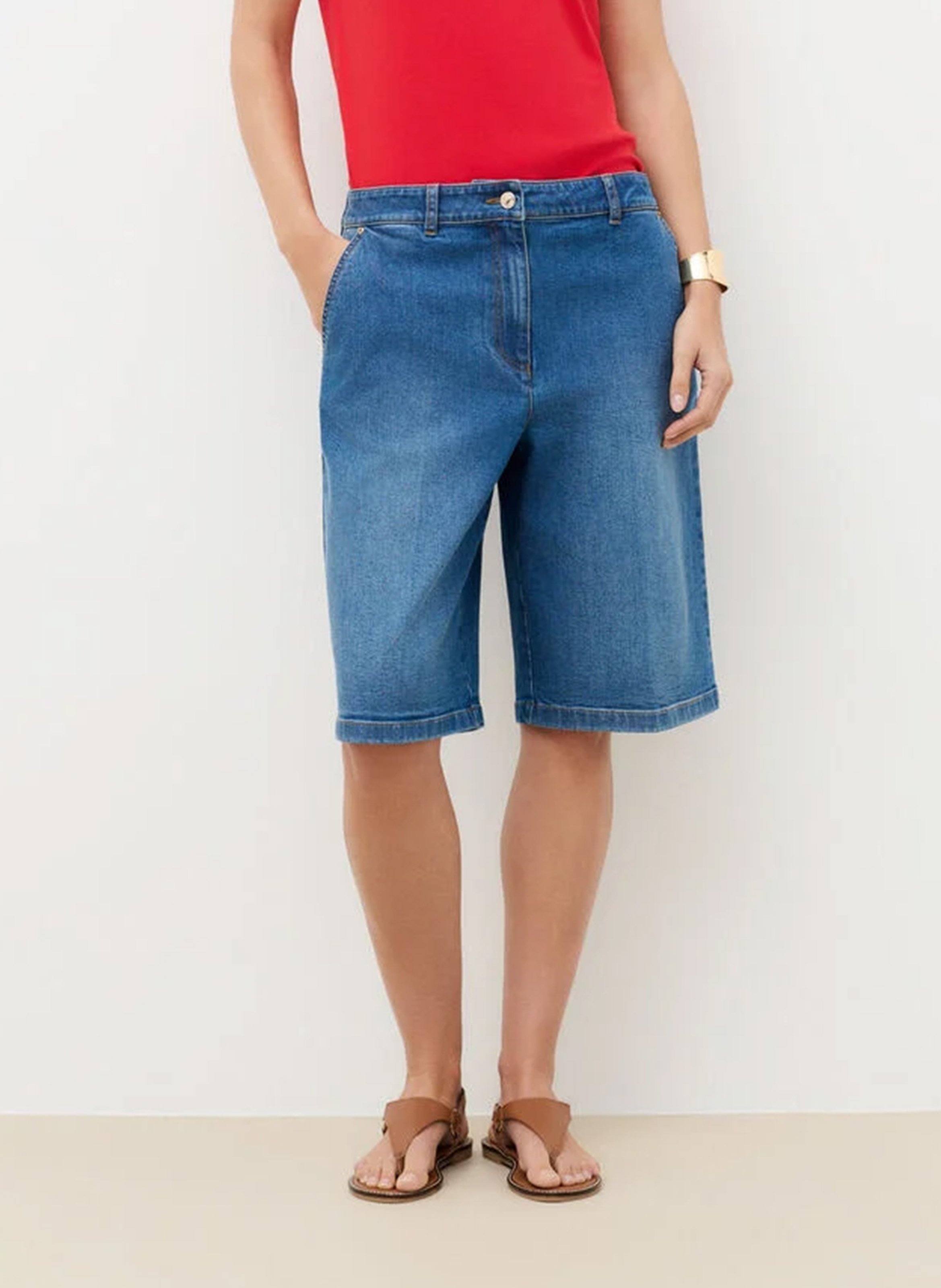Gerade geschnittene Bermudashorts aus Baumwoll-Mix CAROLL Blau