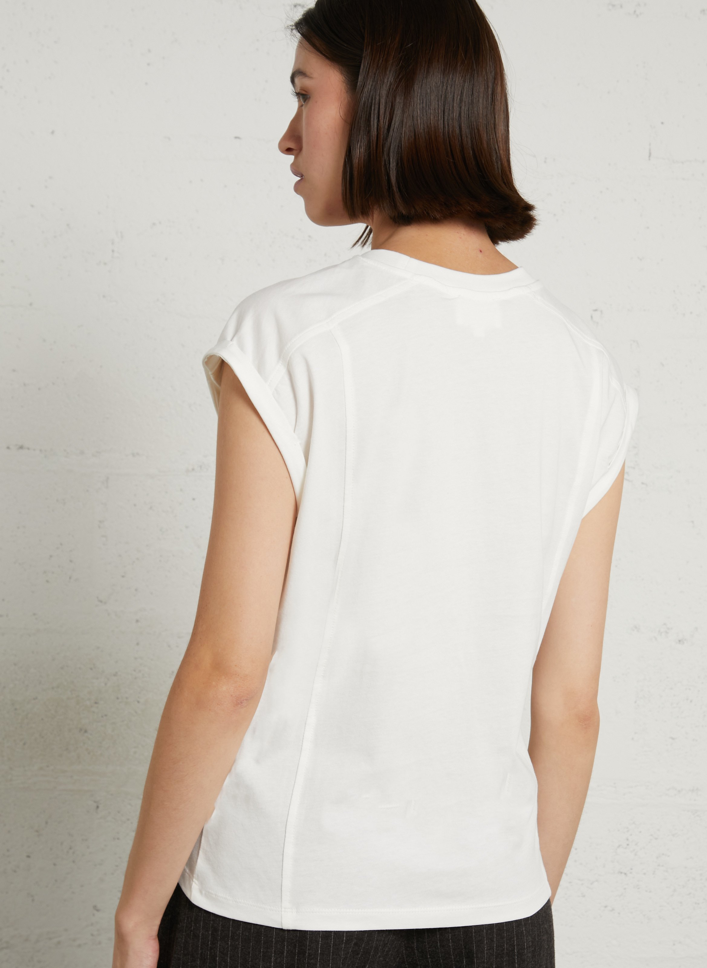 Baumwoll-T-Shirt mit Rundhalsausschnitt  MAISON 123 Weiss