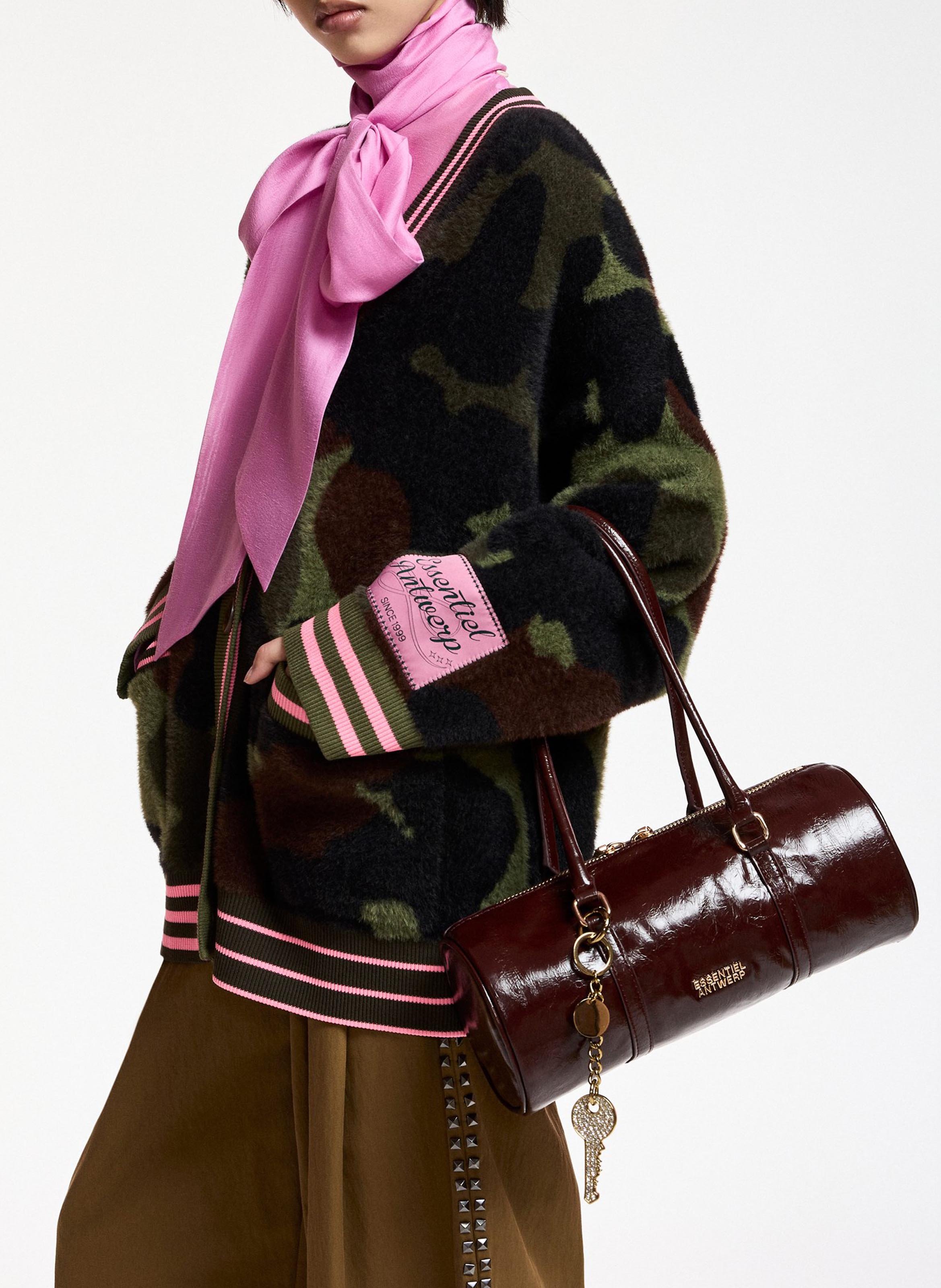 Cardigan ample col v motif camouflage ESSENTIEL ANTWERP Vert