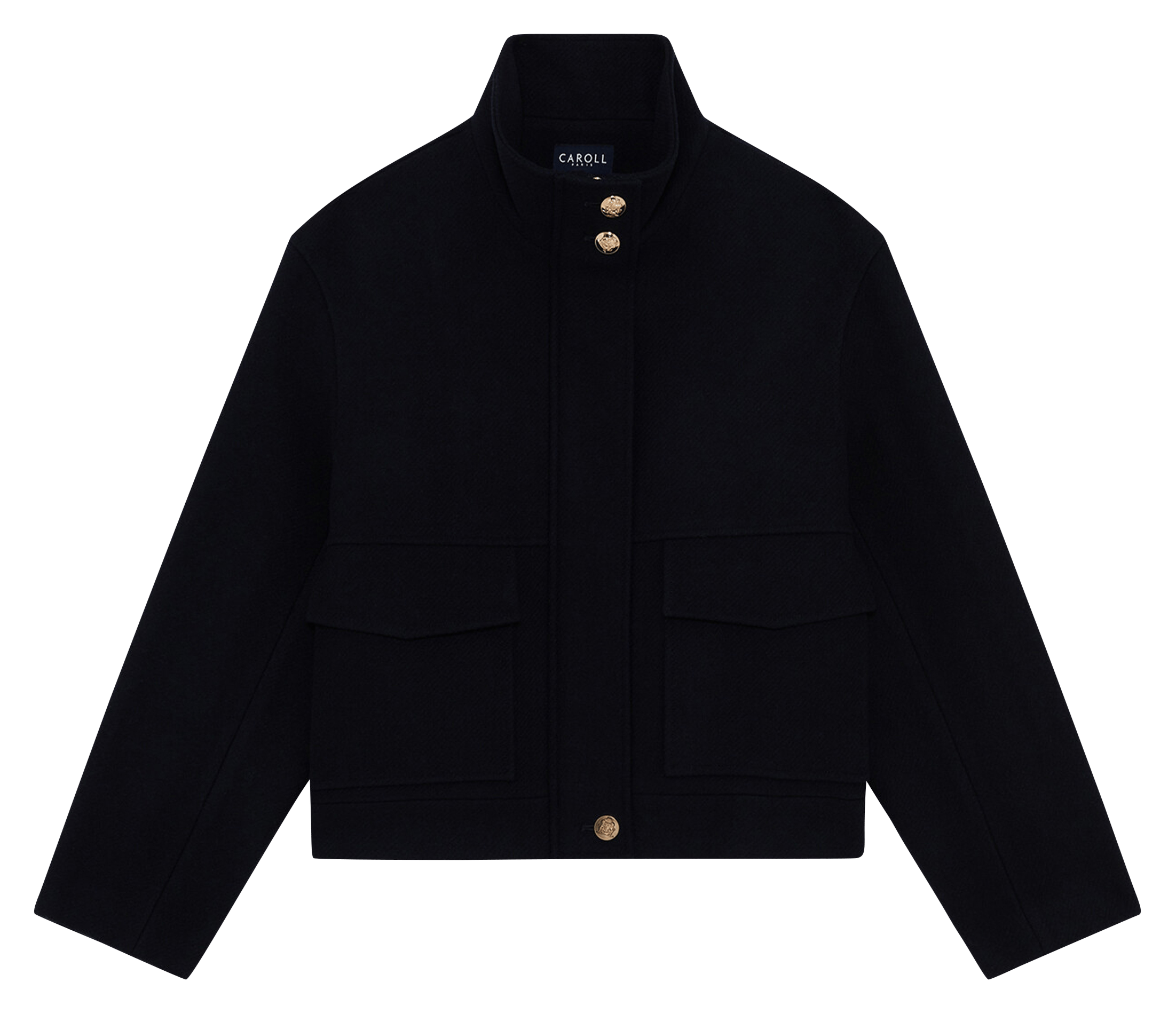 High-neck wool-blend coat CAROLL Blue