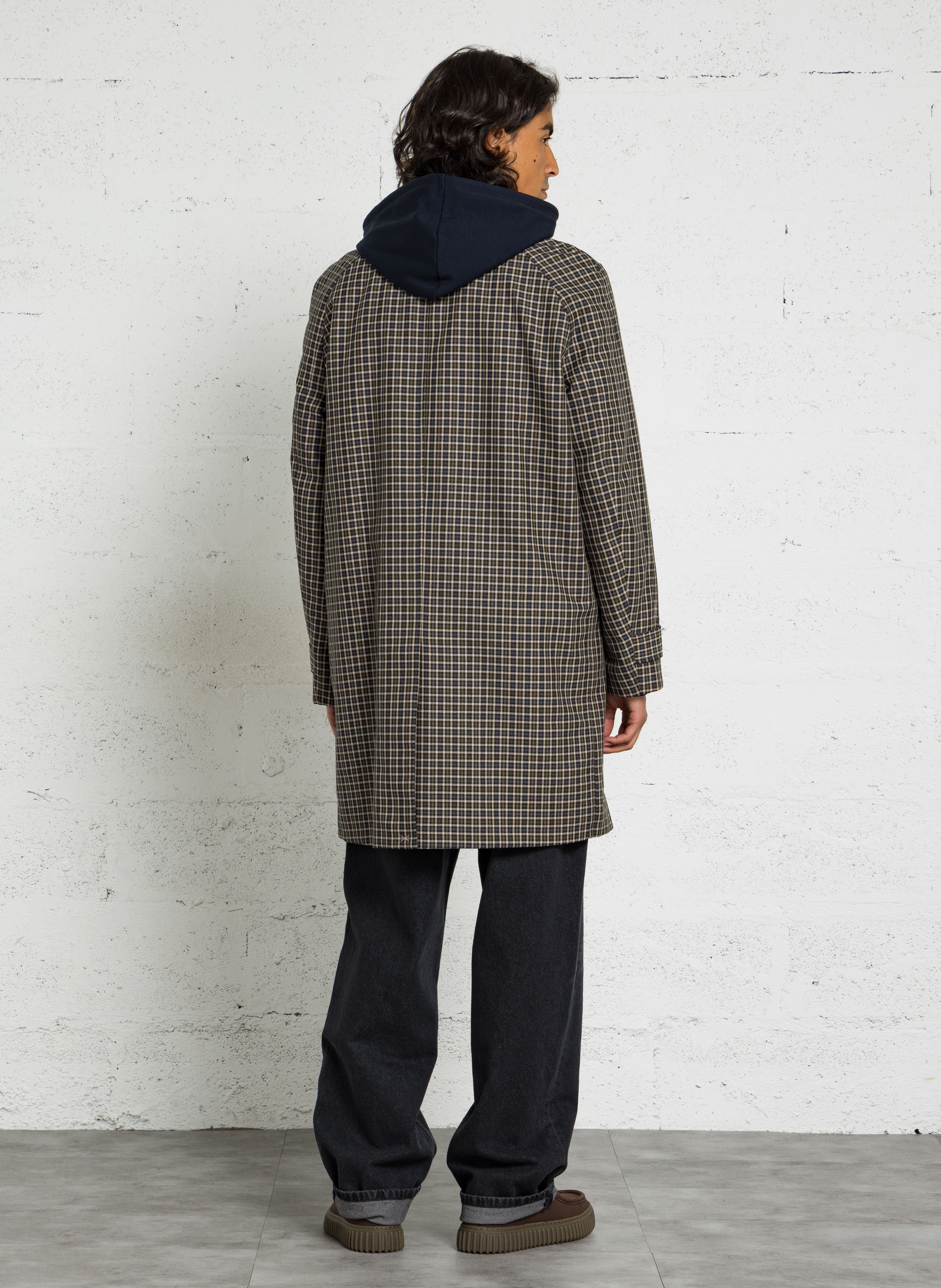 Trench mi-long à carreaux IKKS Kaki