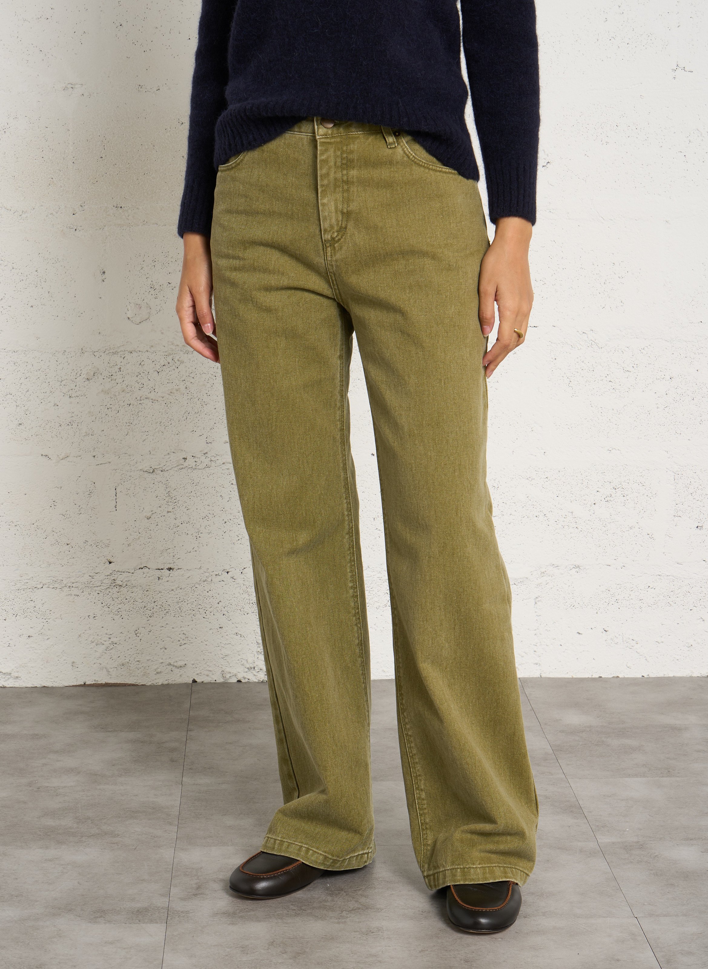 Jean droit en coton SOEUR Vert
