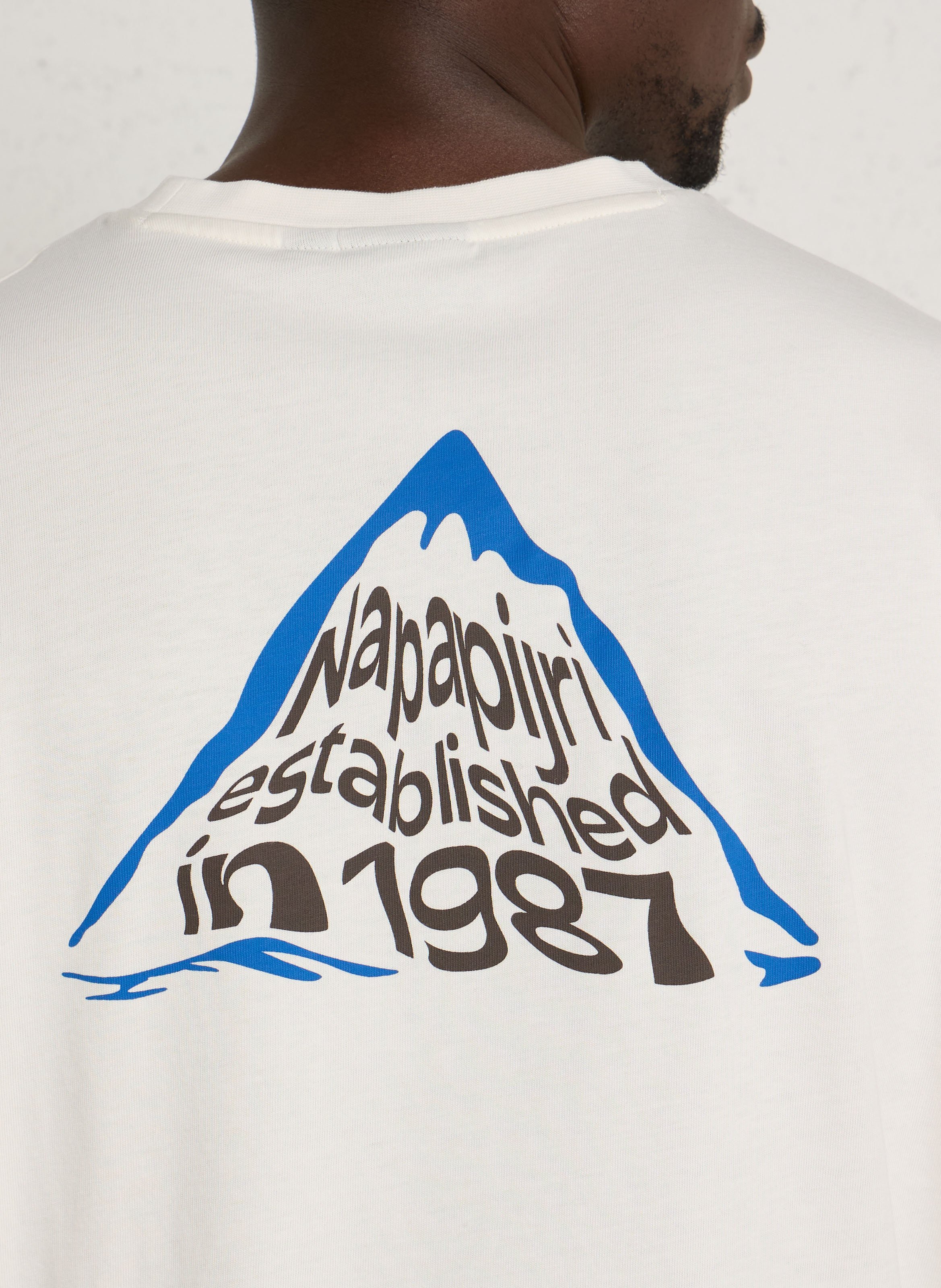 Gerade geschnittenes Rundhals-T-Shirt aus Baumwolle mit Siebdruck NAPAPIJRI Weiss