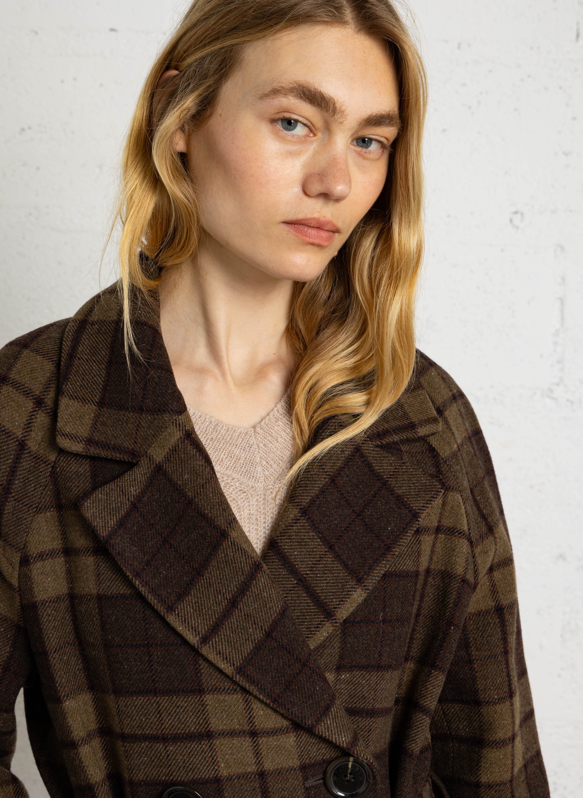 Manteau long ceinturé en laine mélangée MAISON 123 Vert