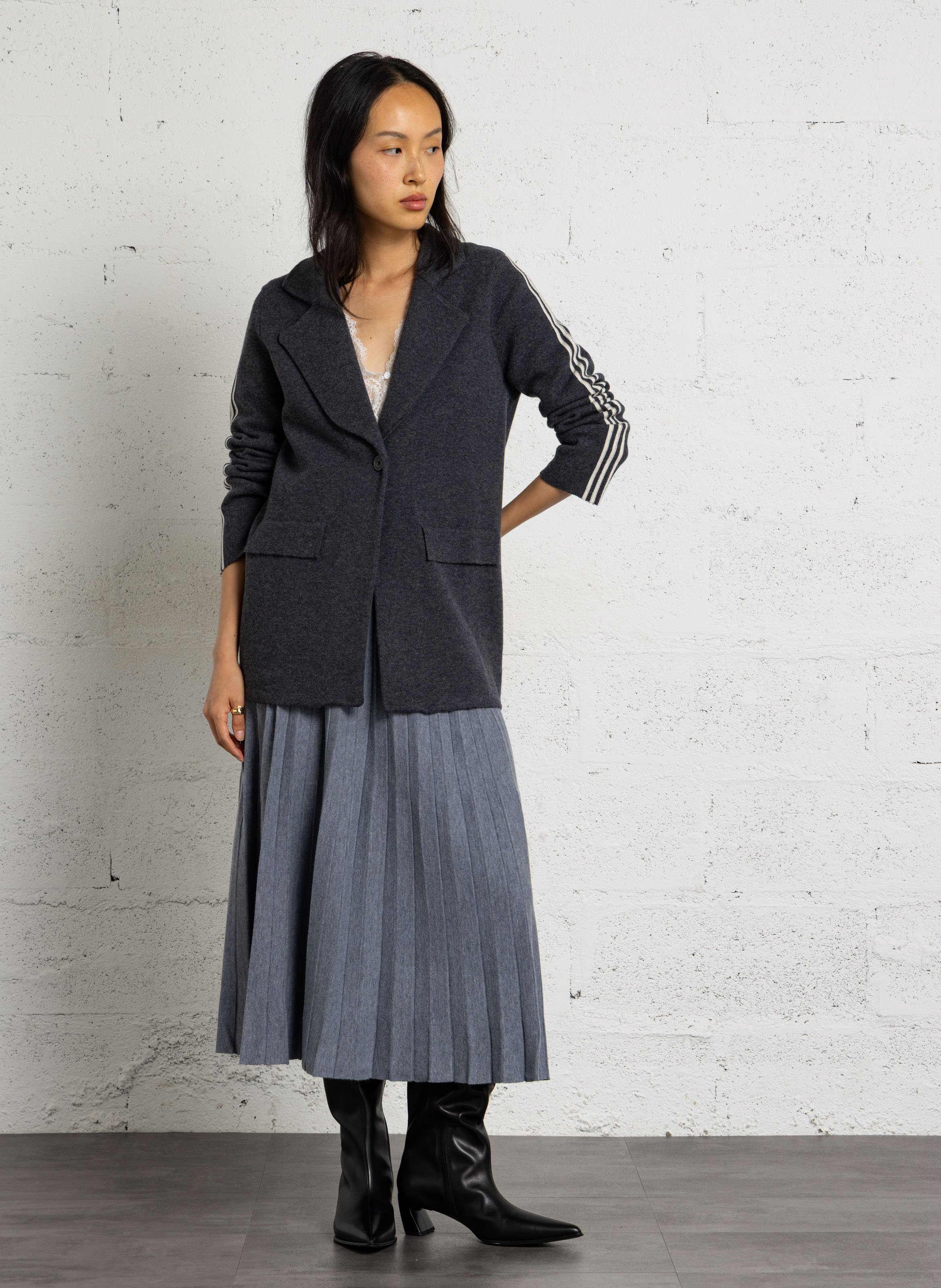 Blazer droit en laine BERENICE Gris
