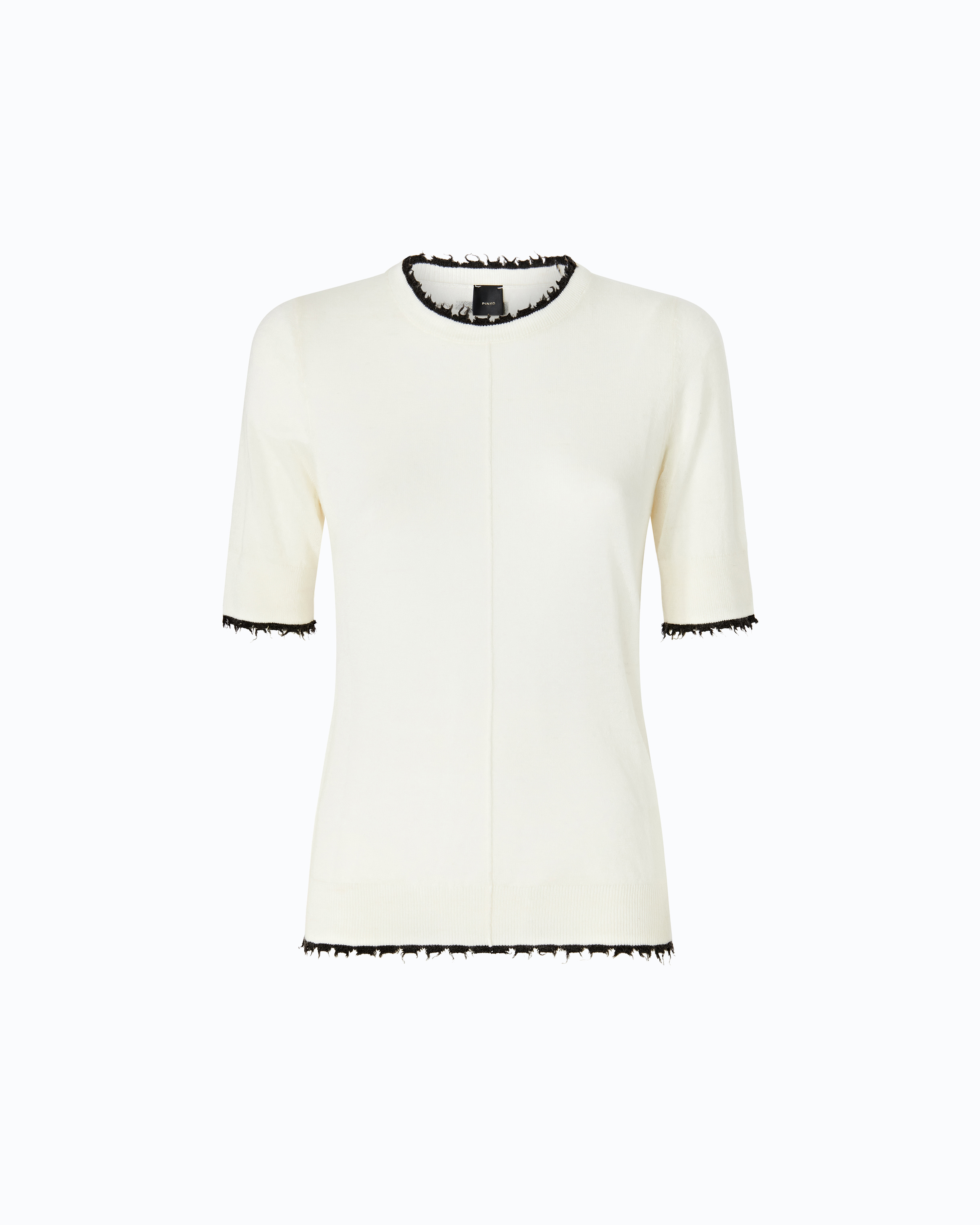 Mid-sleeve T-shirt with frayed edges PINKO White