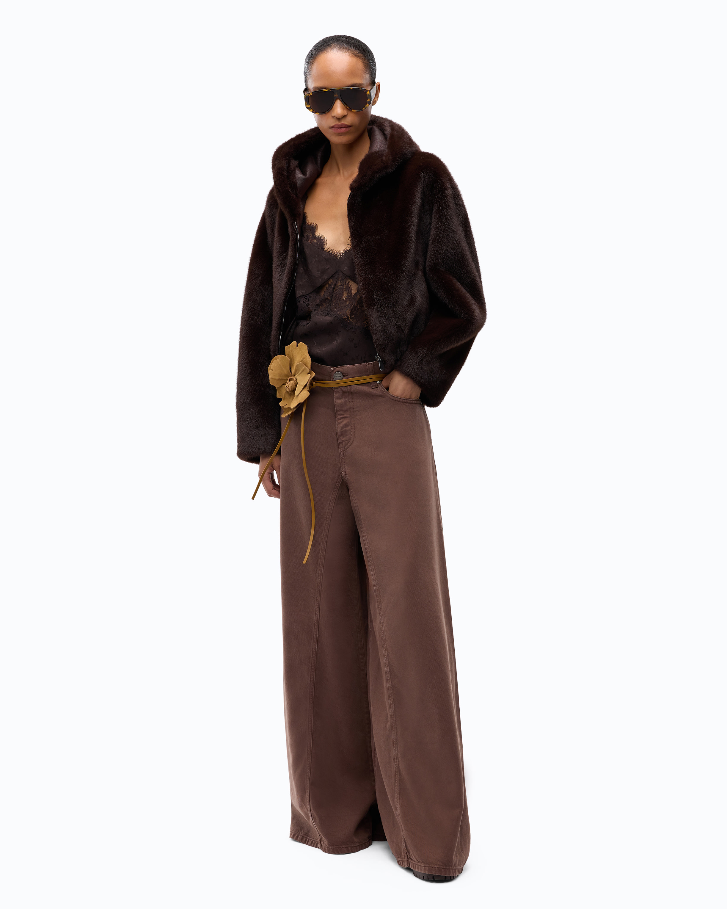 Cropped faux fur jacket | Brown PINKO Women