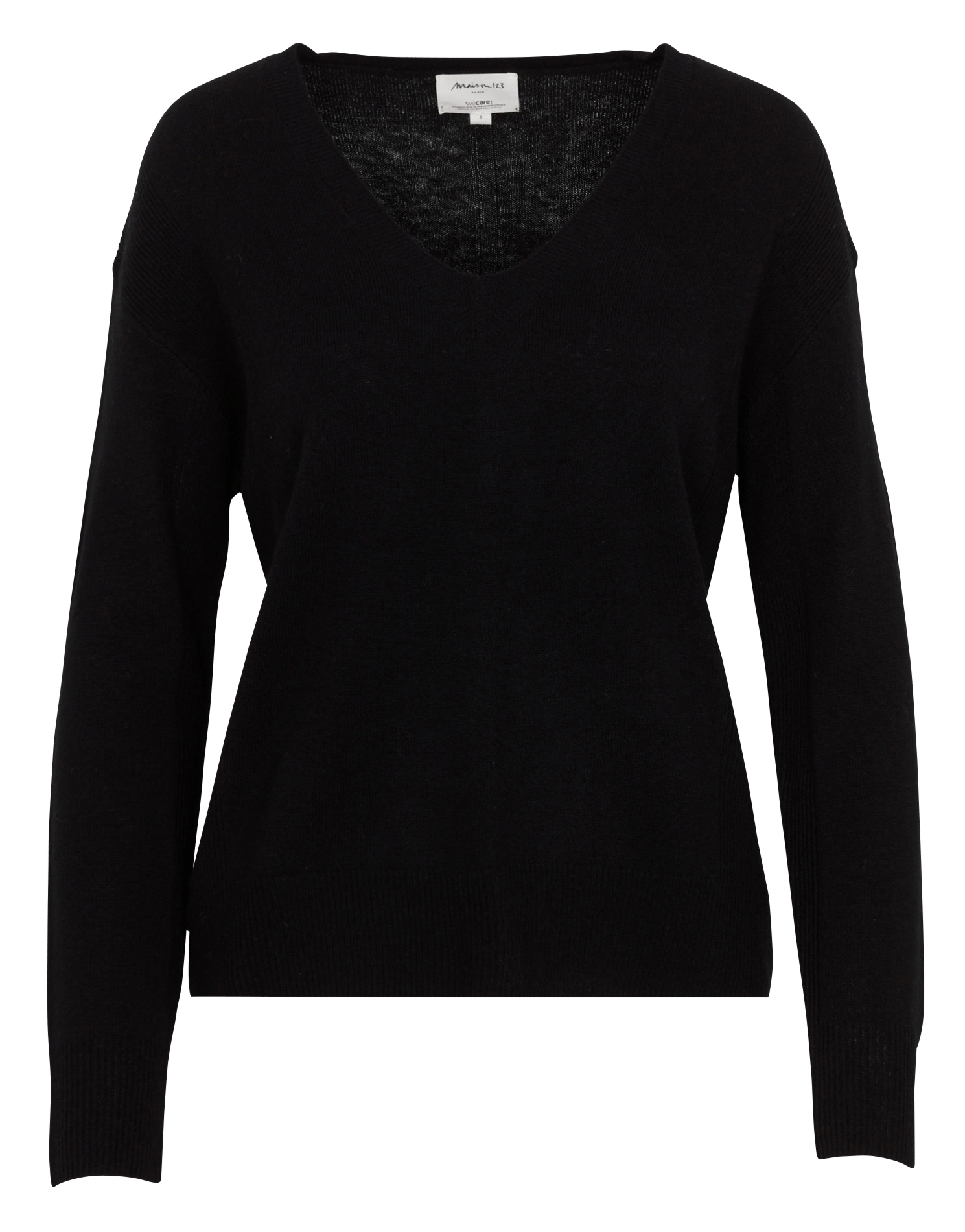 Pull droit col v en laine MAISON 123 Noir