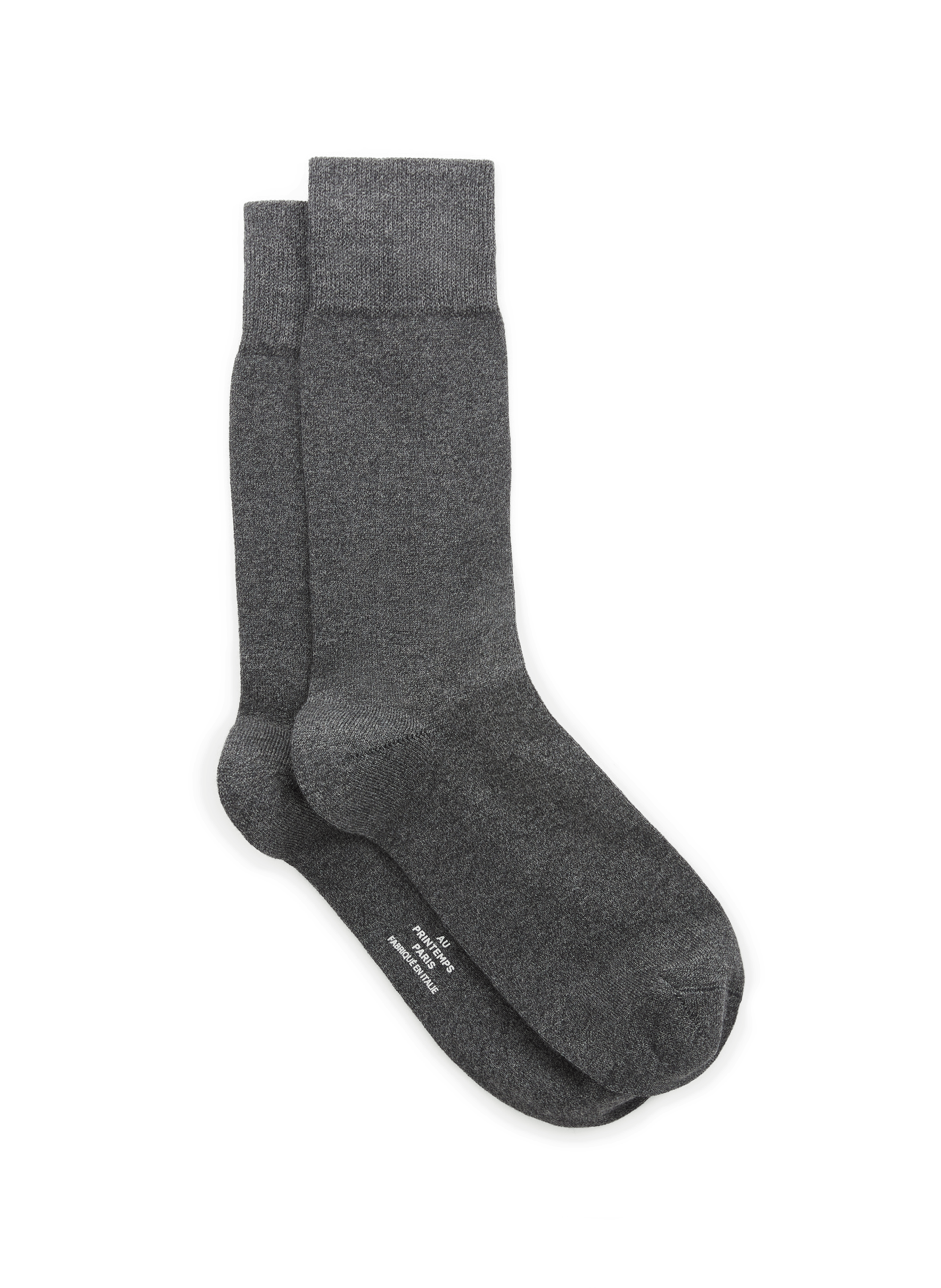 Plain black cotton-blend socks AU PRINTEMPS PARIS Grey