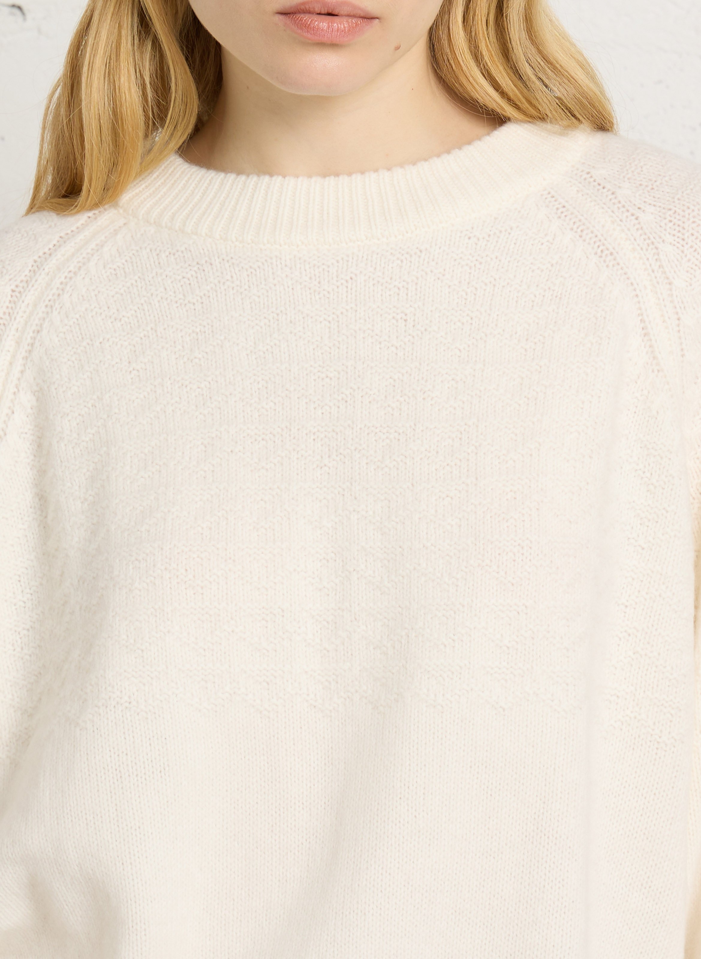 Loose-fit round-neck wool jumper IKKS White