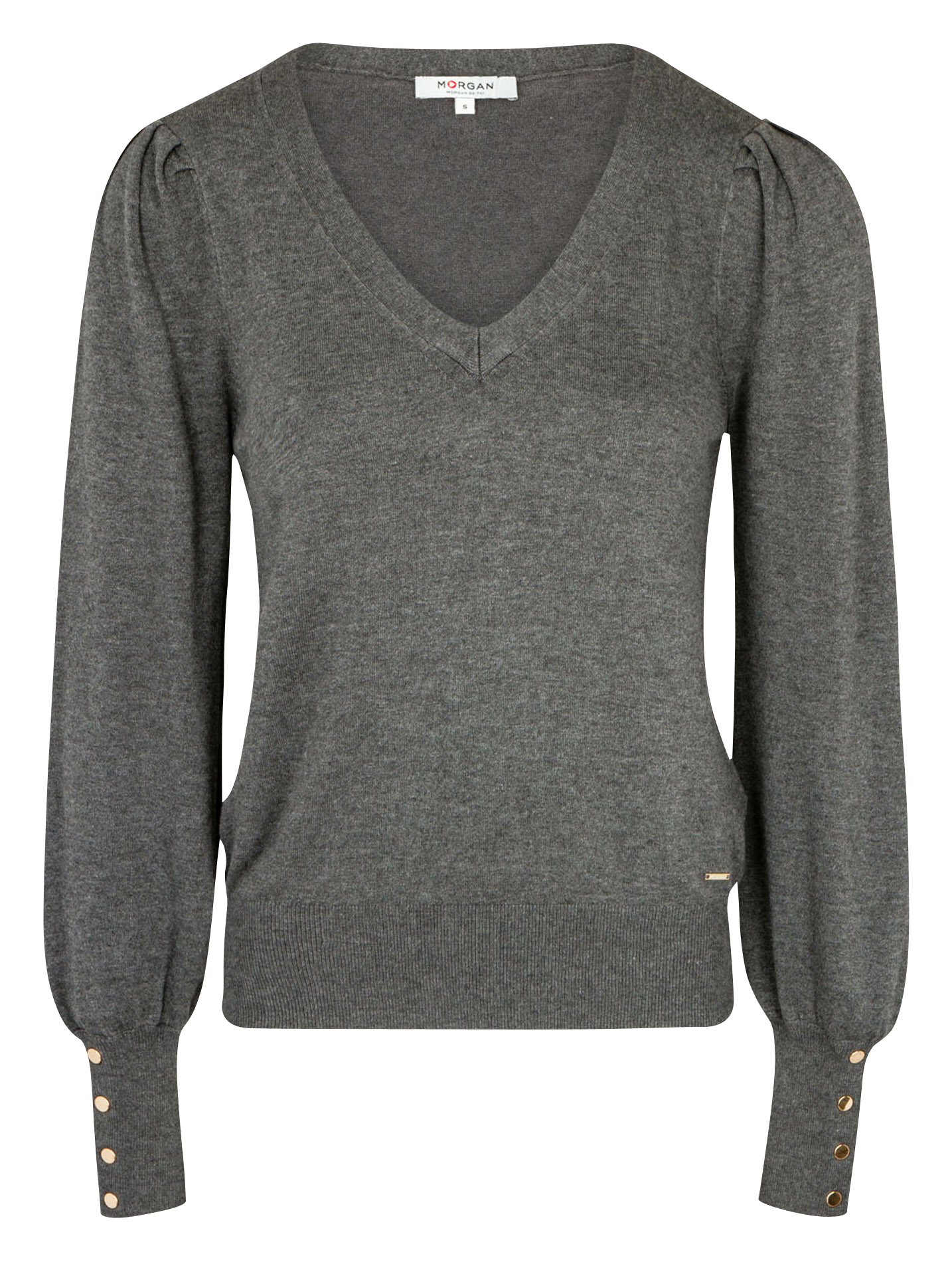 Pull col V en maille mélangée MORGAN Gris