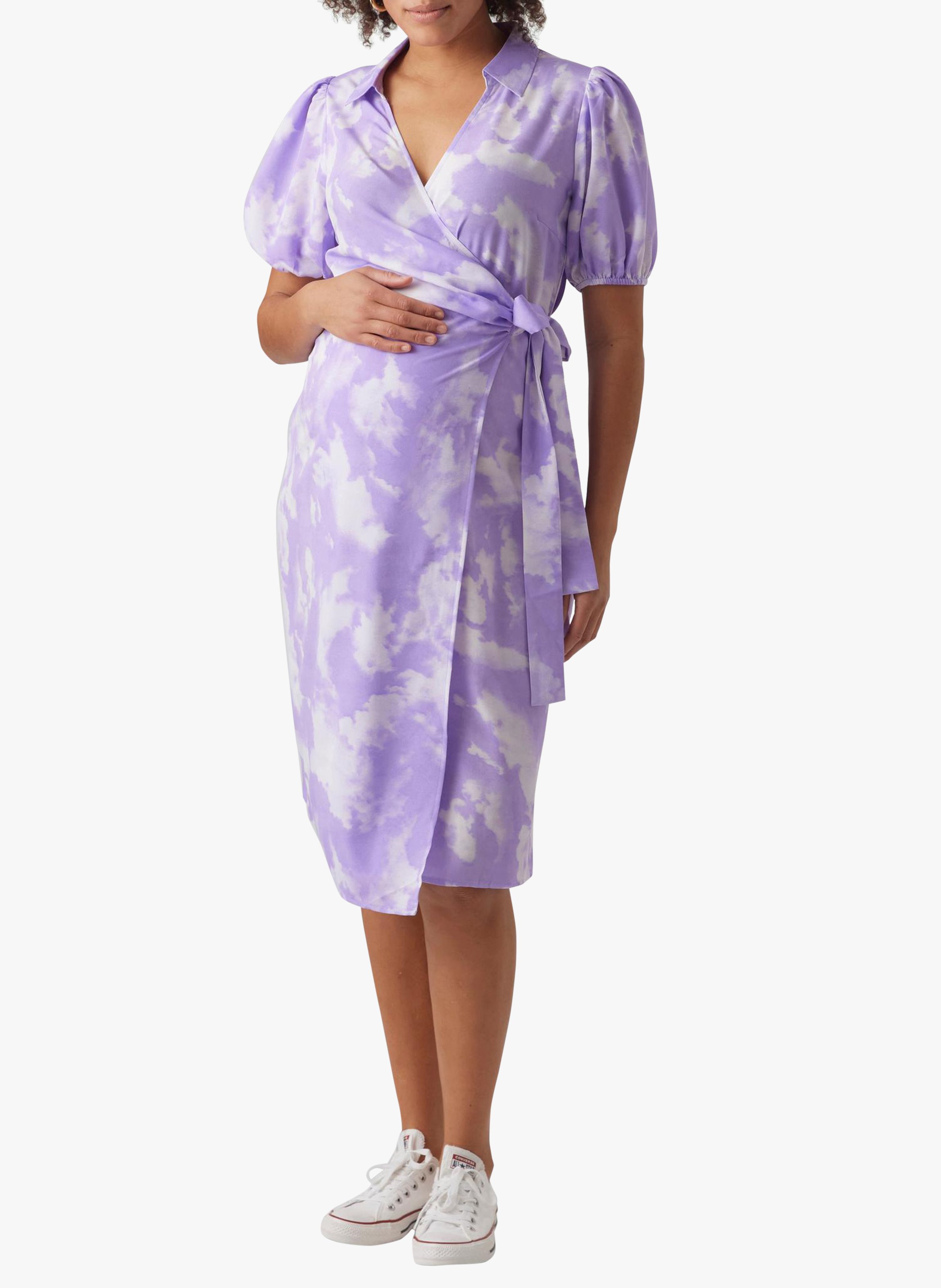 Robe midi col col V à revers  MAMALICIOUS Violet
