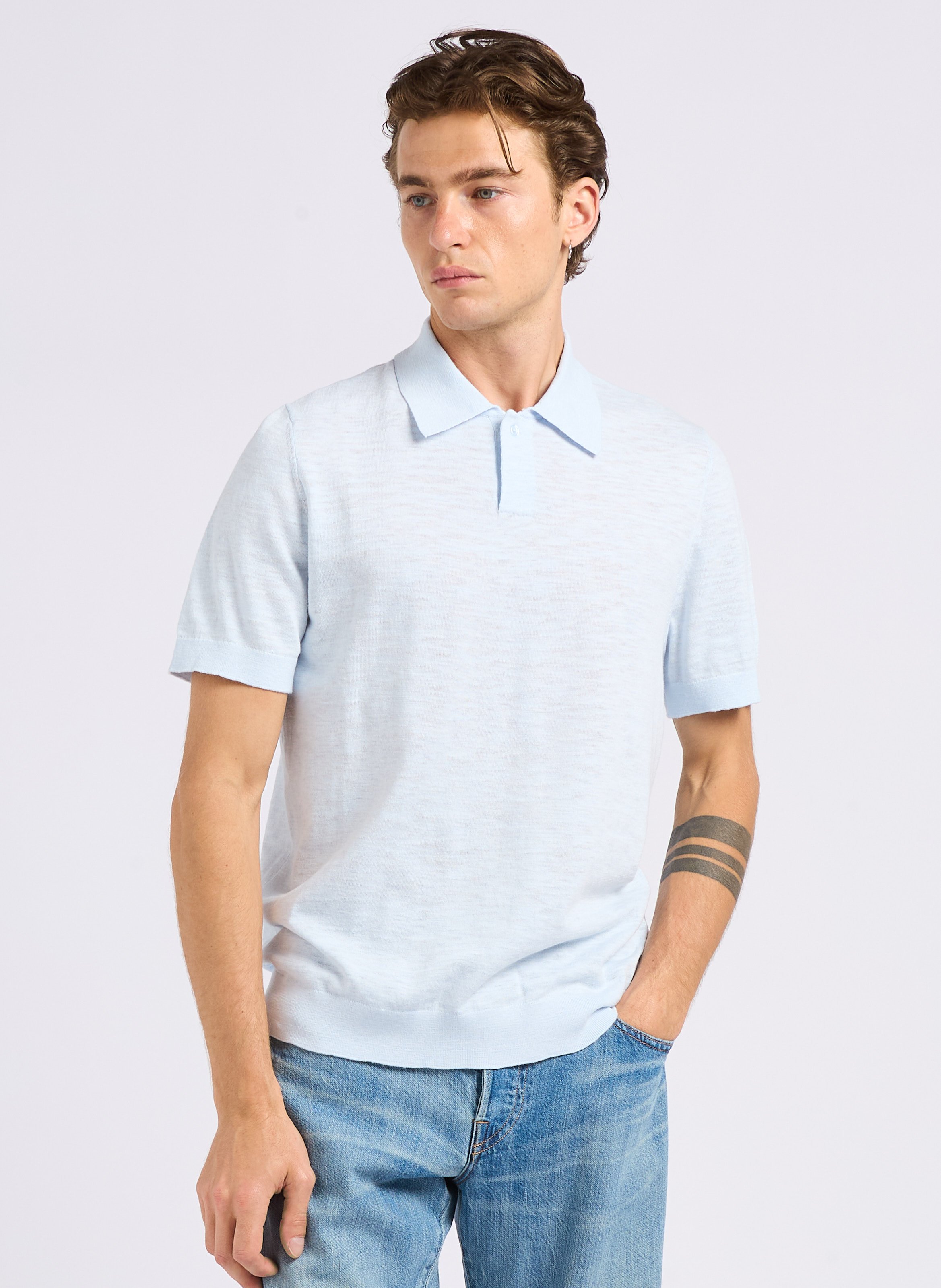 Polo manches courtes en coton mélangé IKKS Bleu