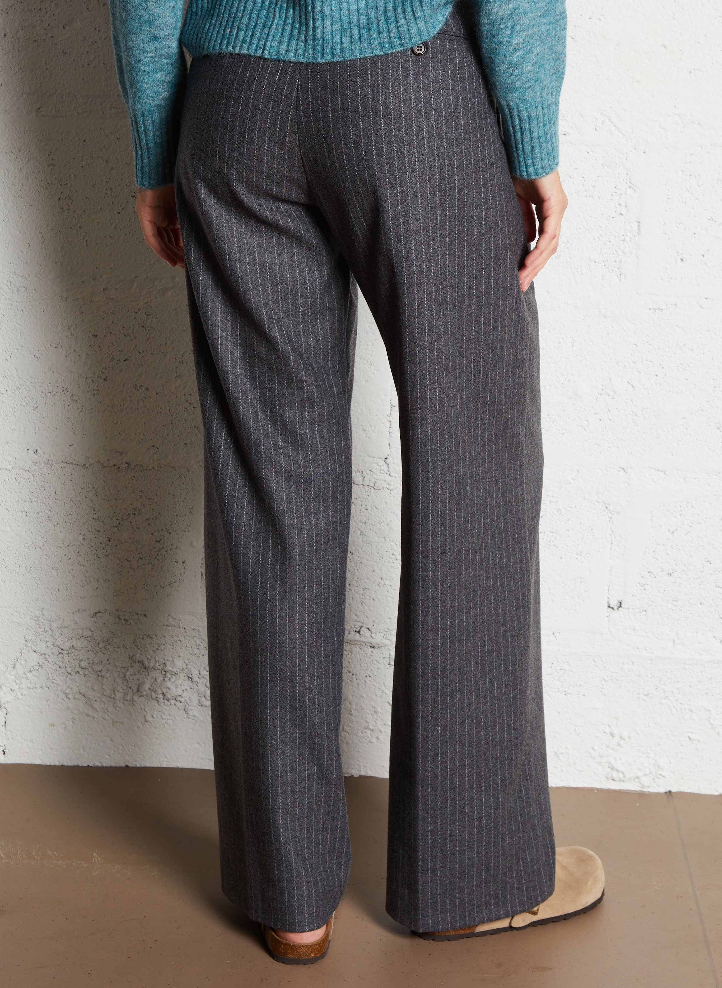 Pantalon large en laine mélangée HARTFORD Gris