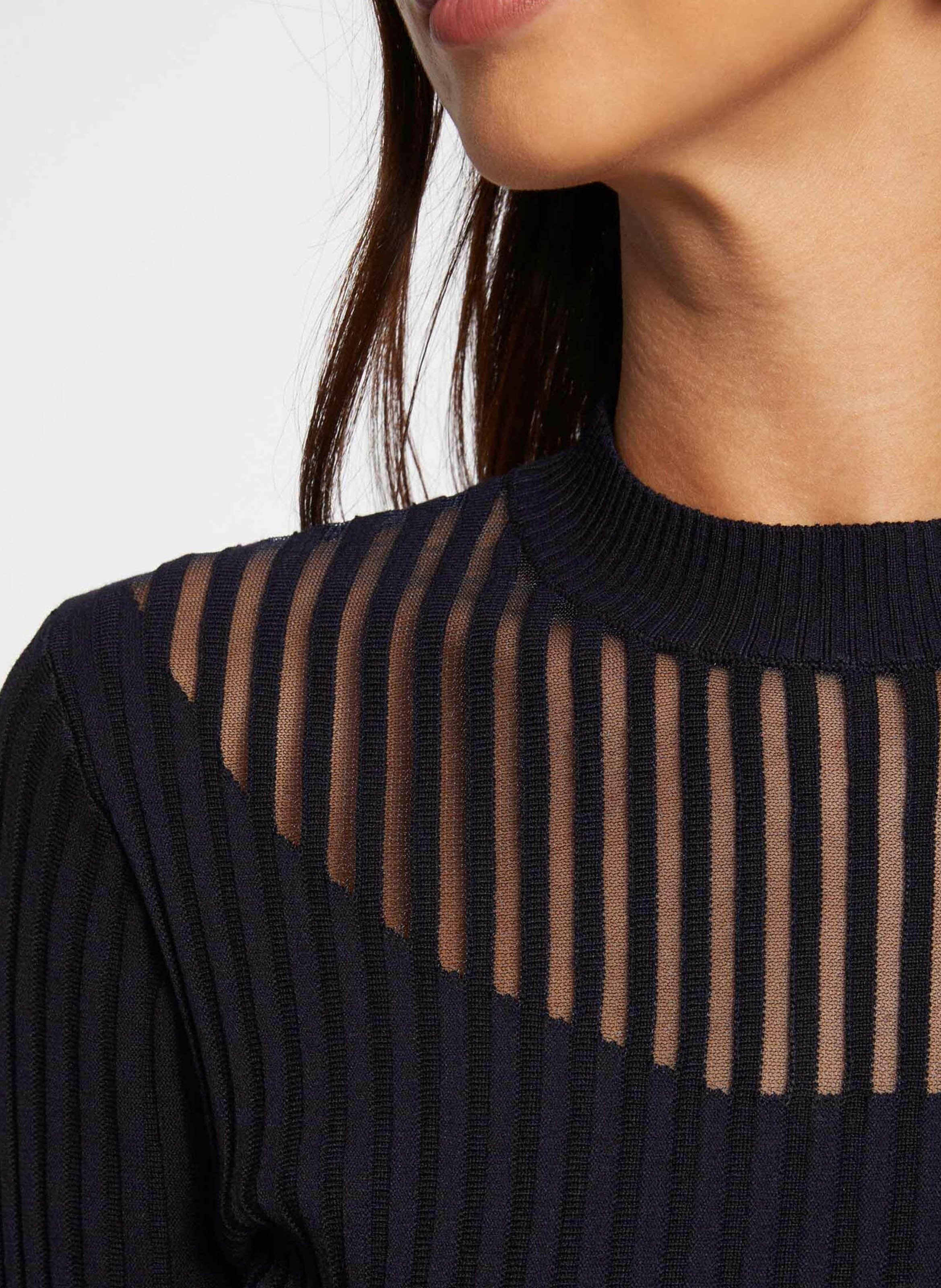 Pull col montant ajusté en maille côtelée MORGAN Bleu