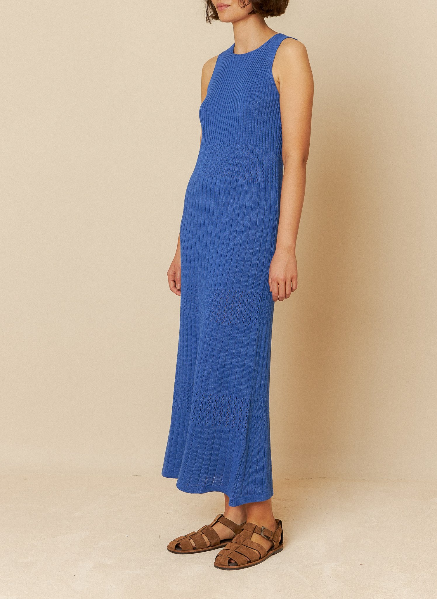 Long sleeveless cotton blend dress INDI & COLD Blue