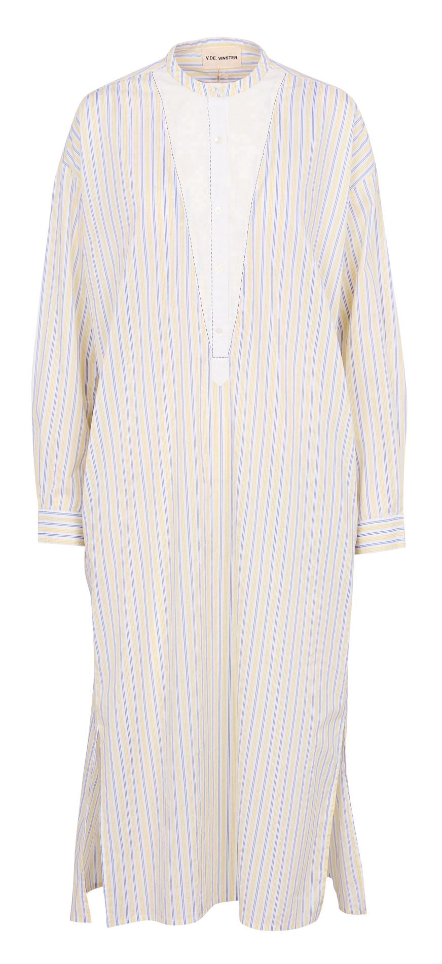 Long striped cotton dress V DE VINSTER Yellow