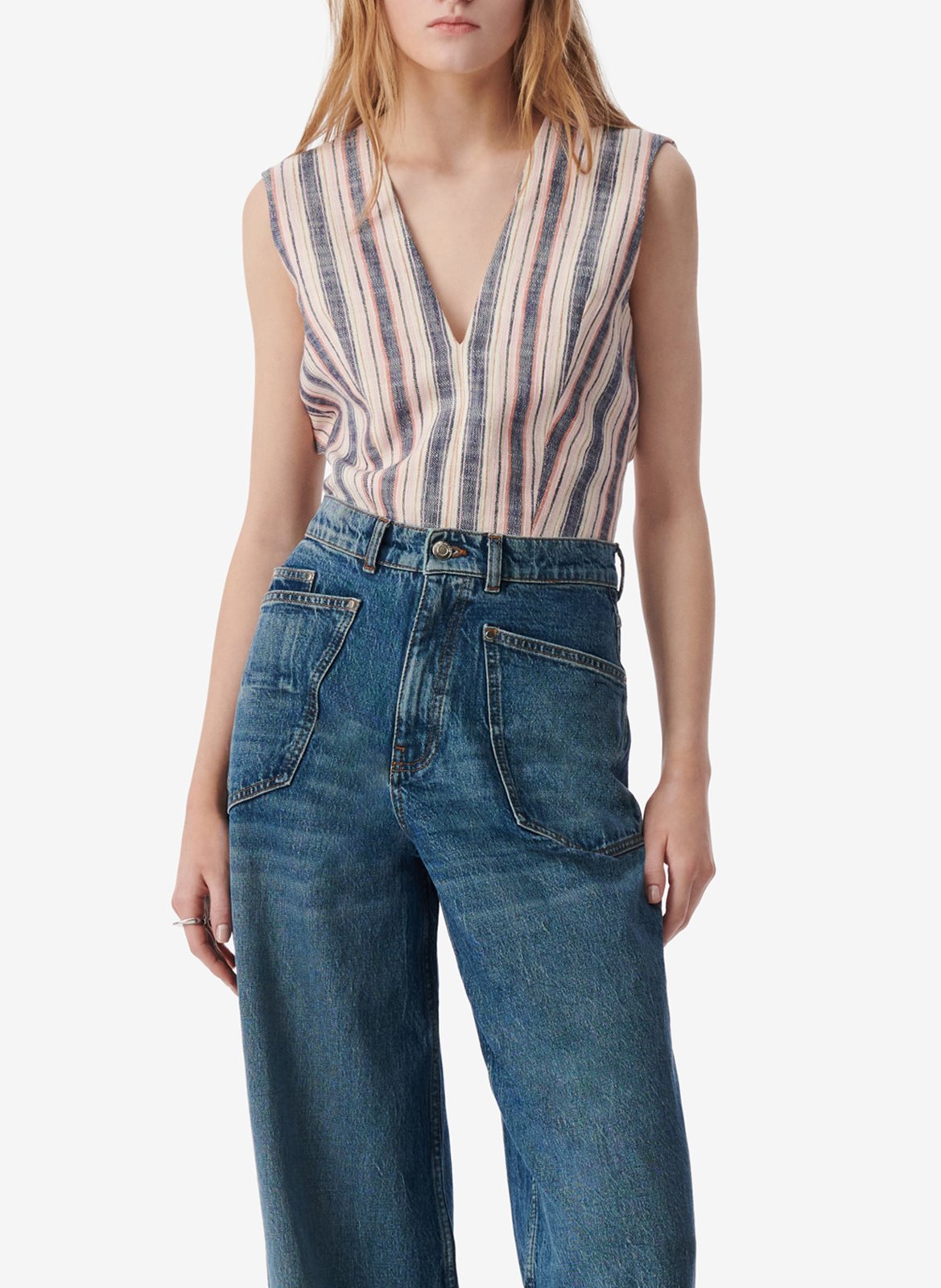 Fitted V-neck cotton top IRO Multicolored