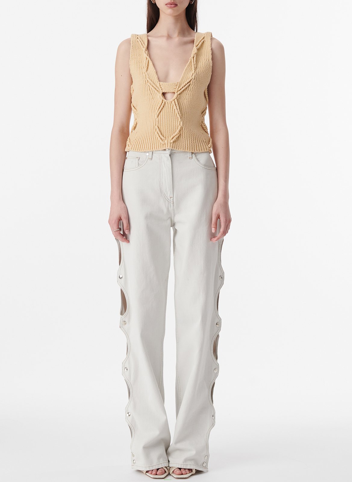 Ribbed cotton-blend V-neck cardigan IRO Yellow