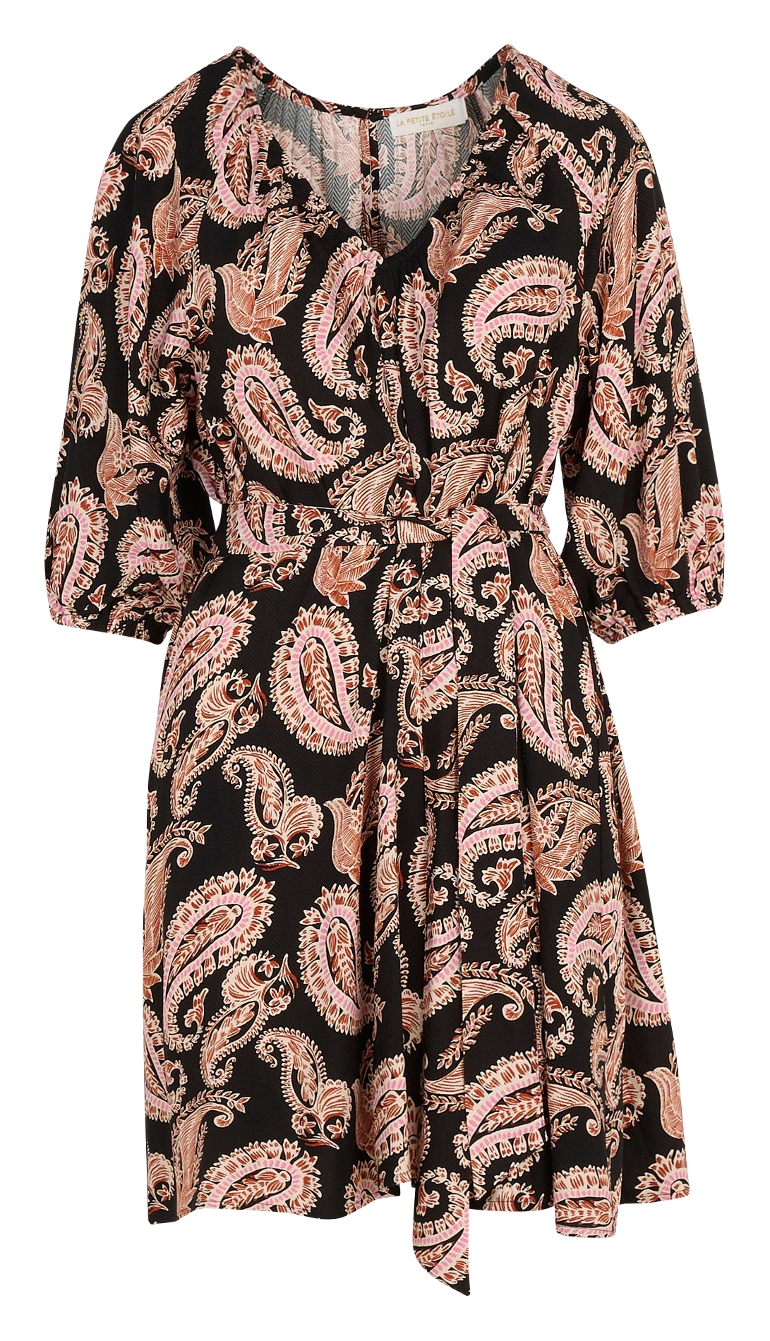 Halflange jurk met V-hals en print LA PETITE ETOILE Veelkleurig