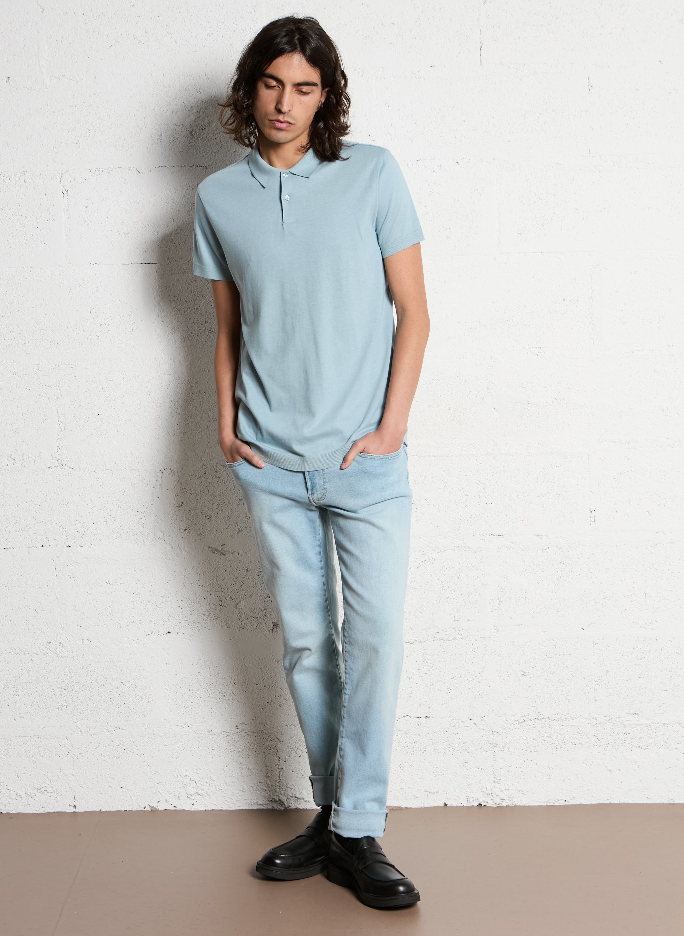 Polo regular-fit en coton mélangé IKKS Bleu