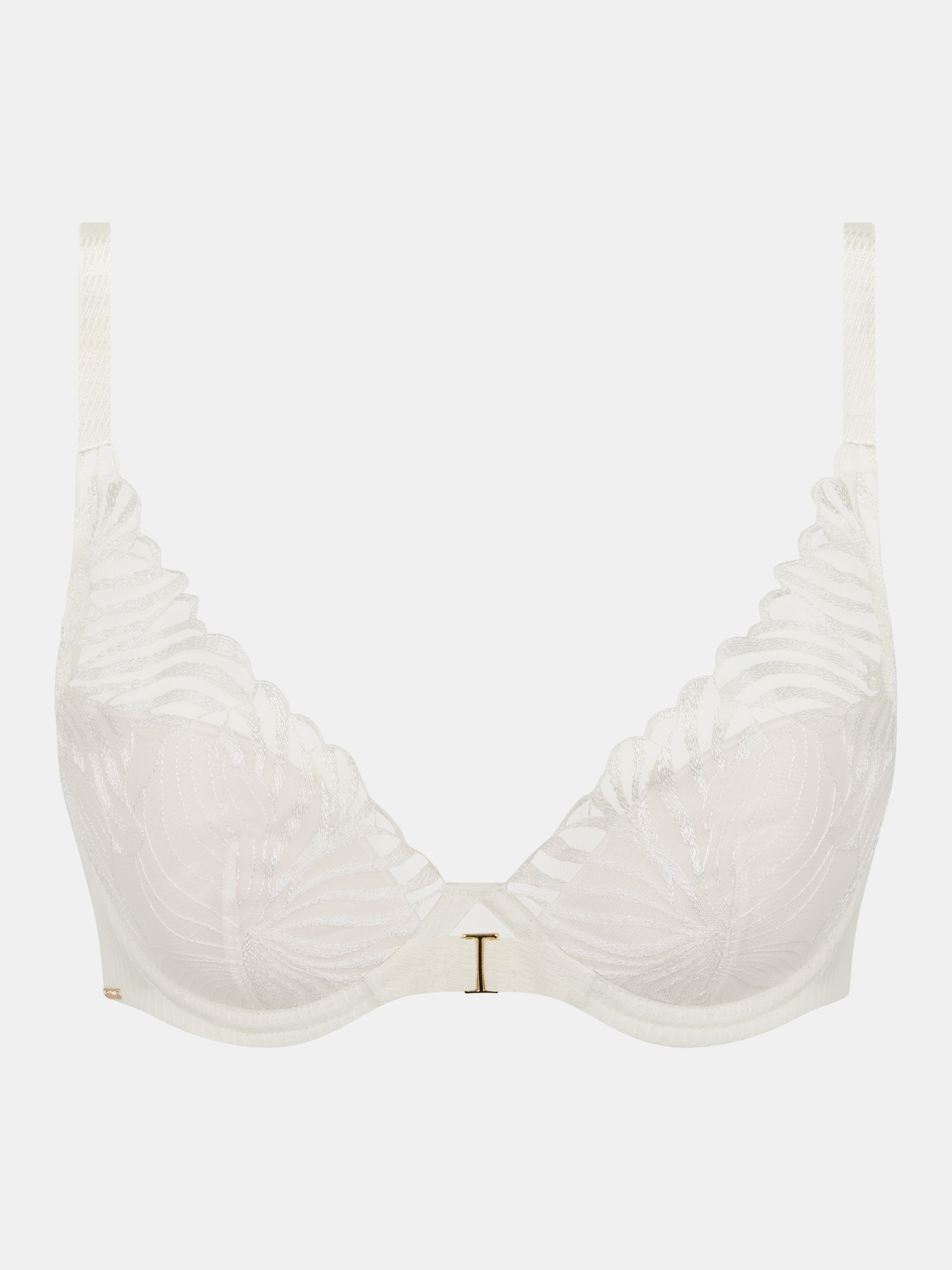 Plunging padded bra with embroidery CHANTELLE Beige