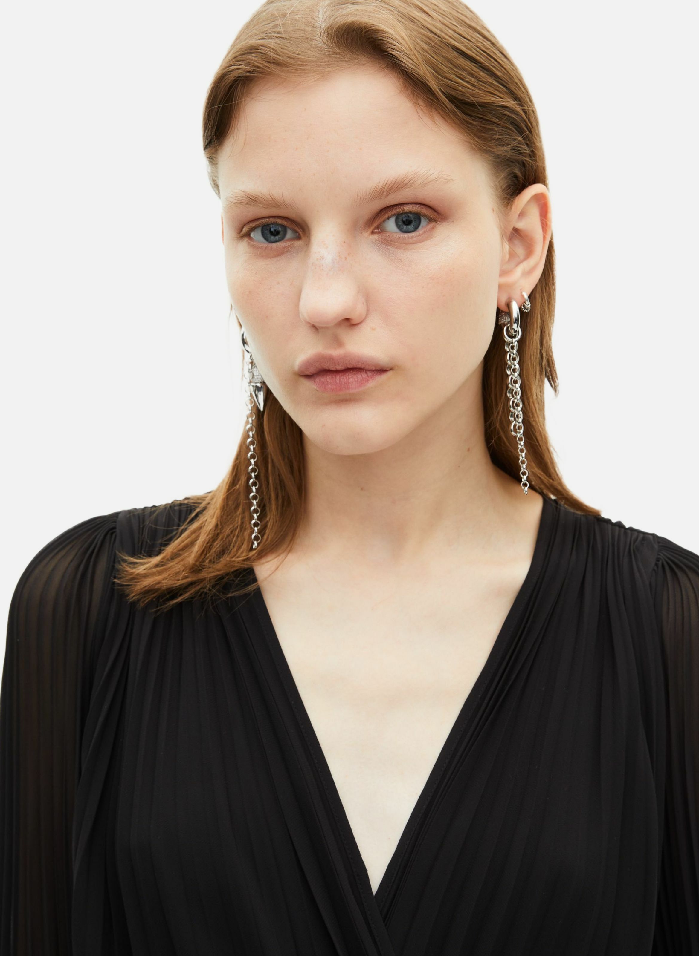 Long fluid dress with lace detail THE KOOPLES Black