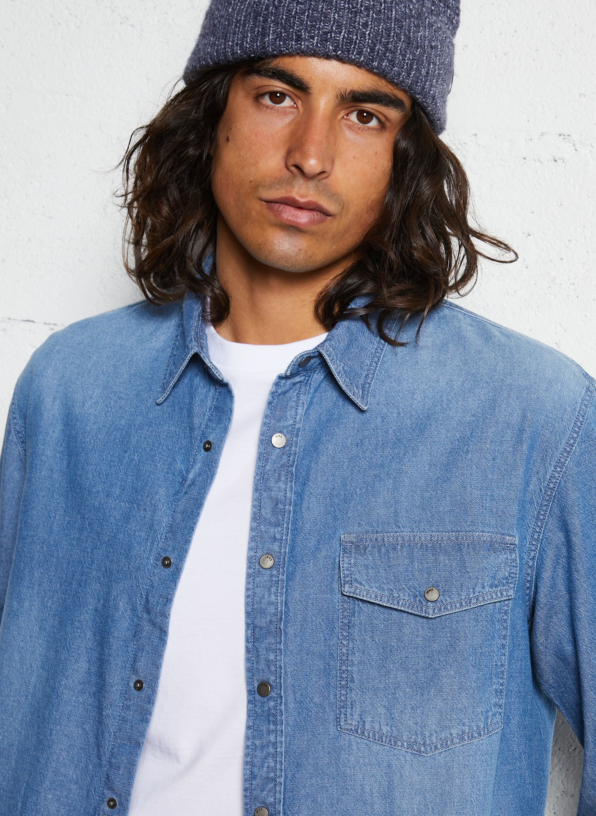 Gerade geschnittenes Jeanshemd mit Knopfleiste IKKS Blau