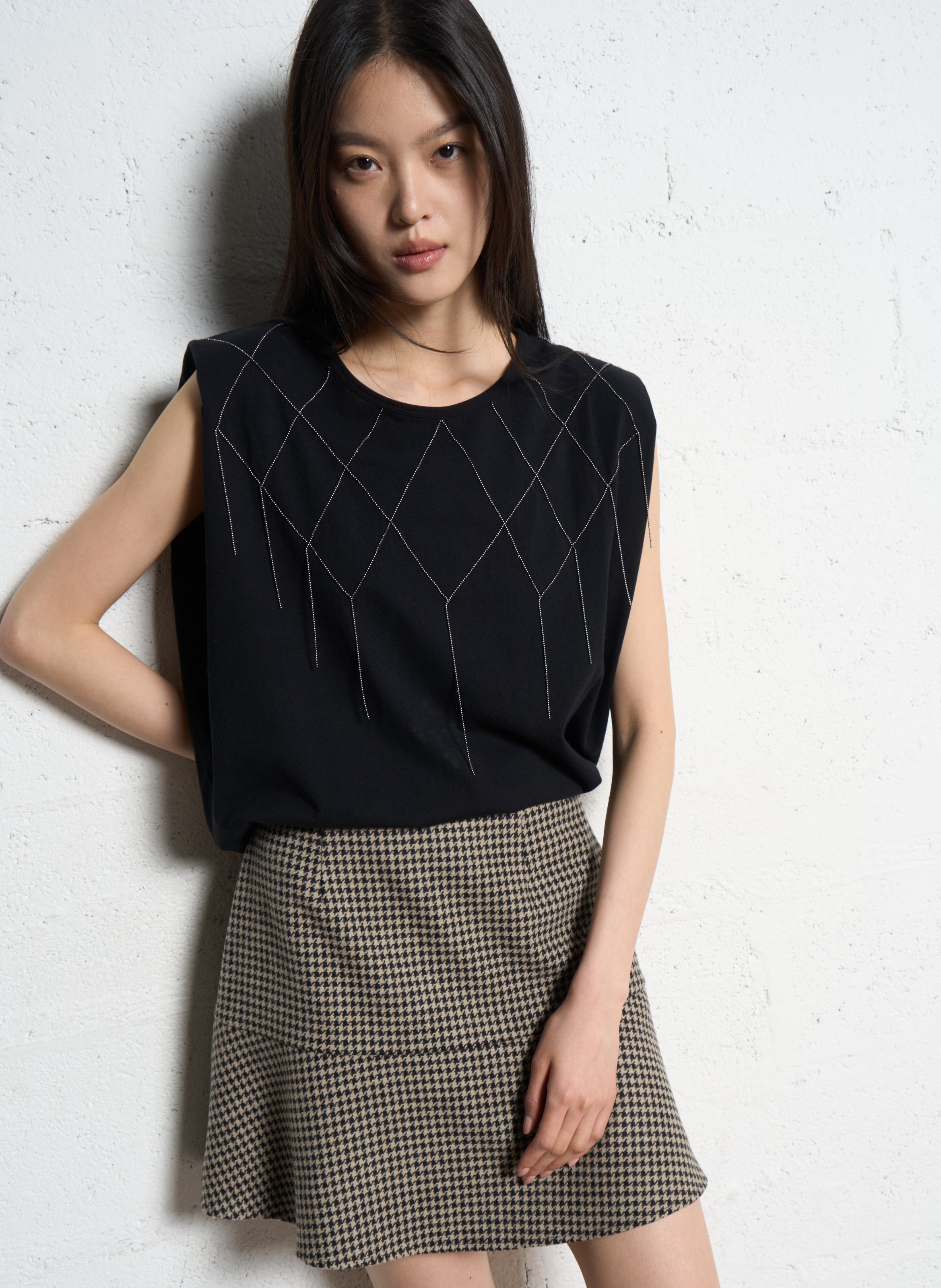 Tee-shirt col rond en coton IKKS Noir