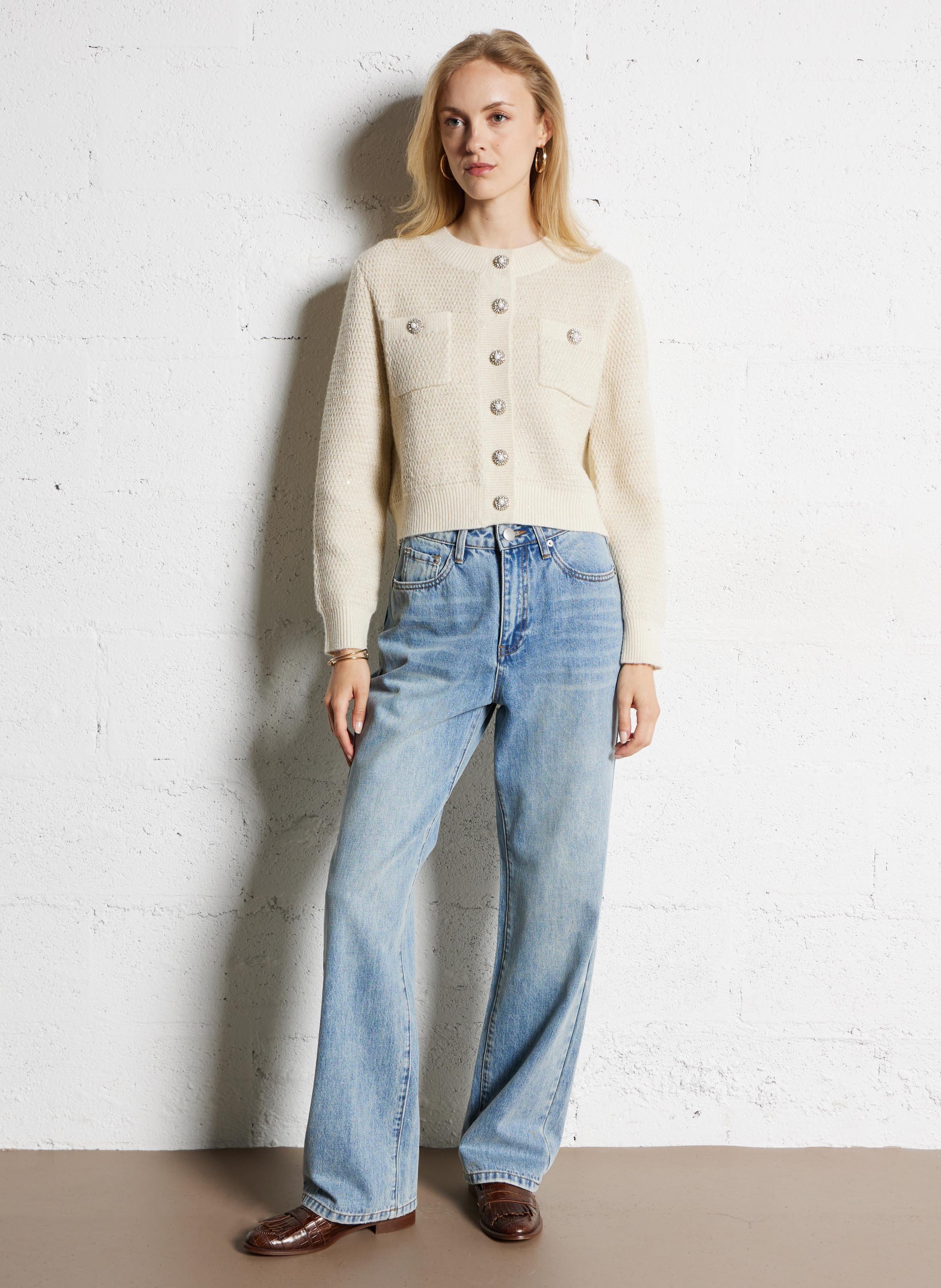 Jean droit en coton SUNCOO Bleu