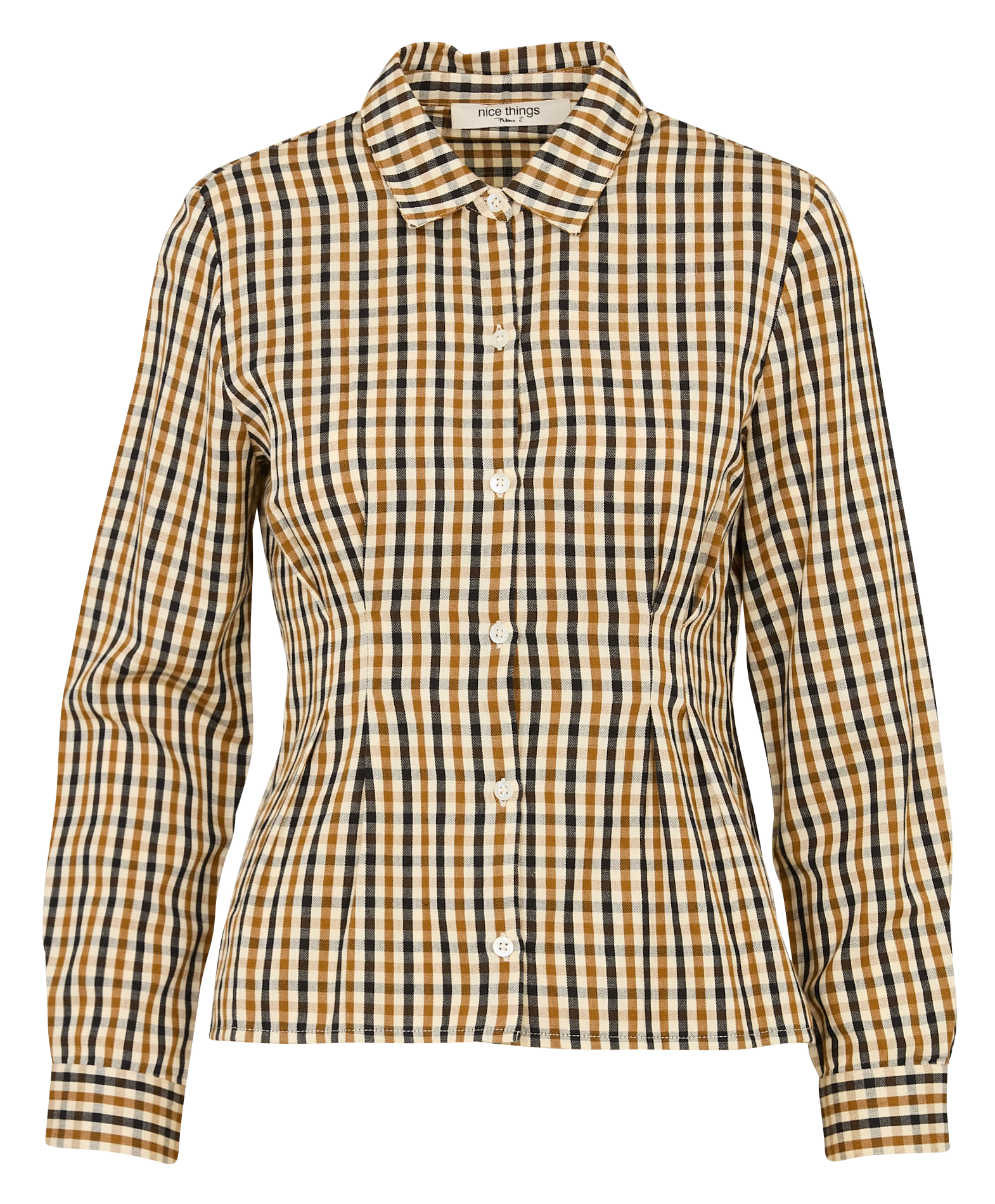 Chemise droite en coton imprimé NICE THINGS Beige