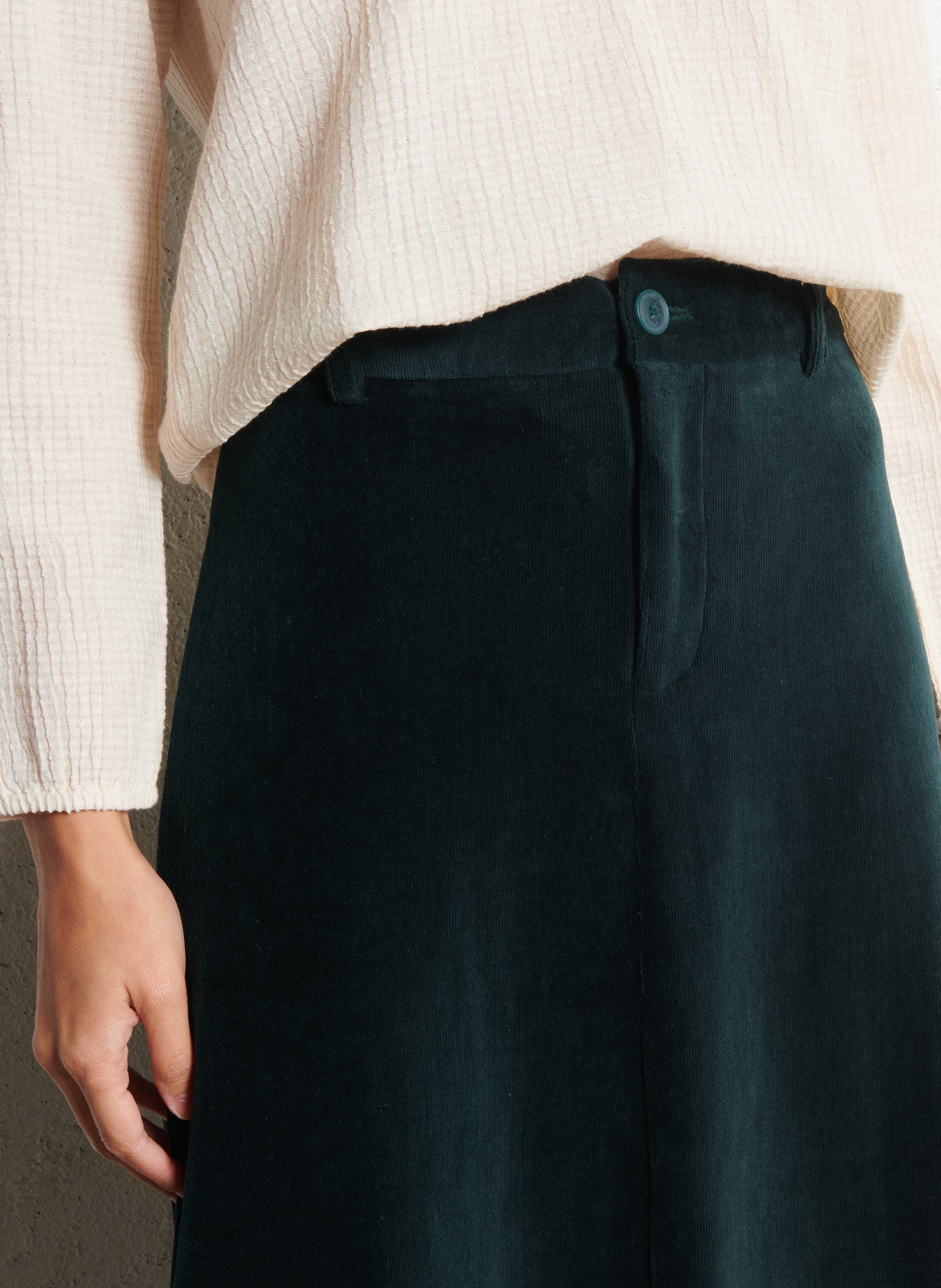 Jupe évasée en velours côtelé NICE THINGS Vert