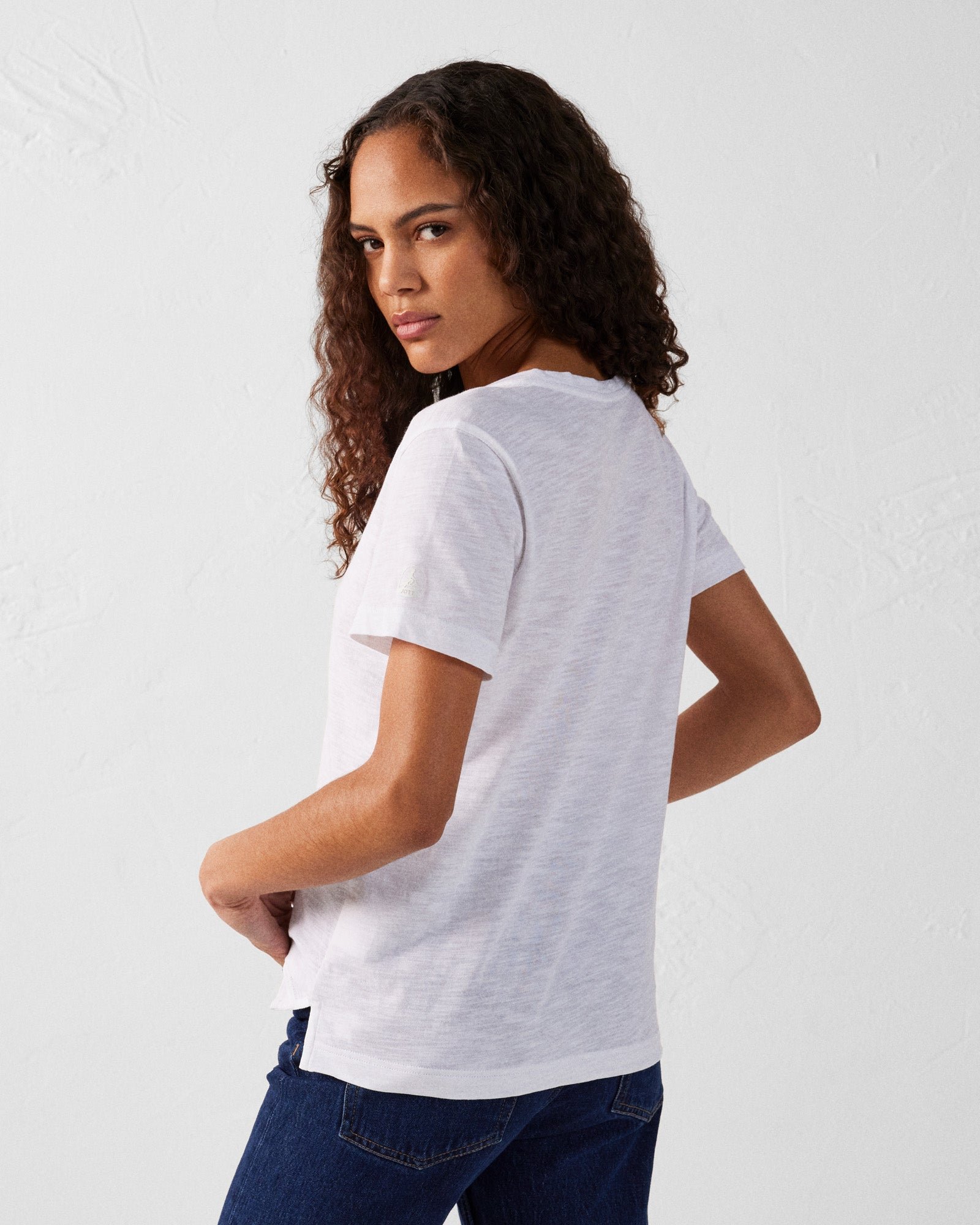 Women's V-neck cotton T-shirt Sonia JOTT White