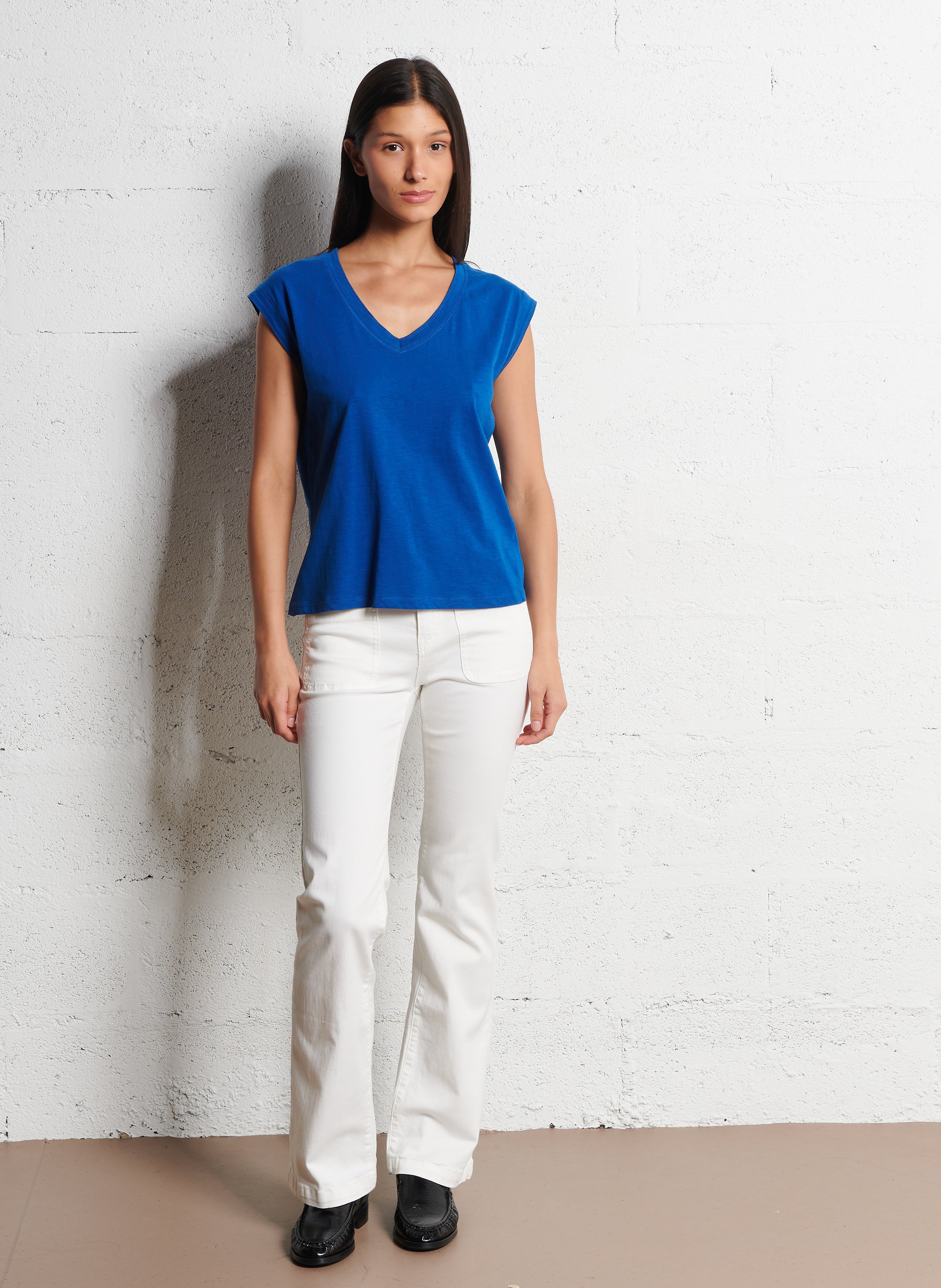 Jean droit en coton stretch LA PETITE ETOILE Beige