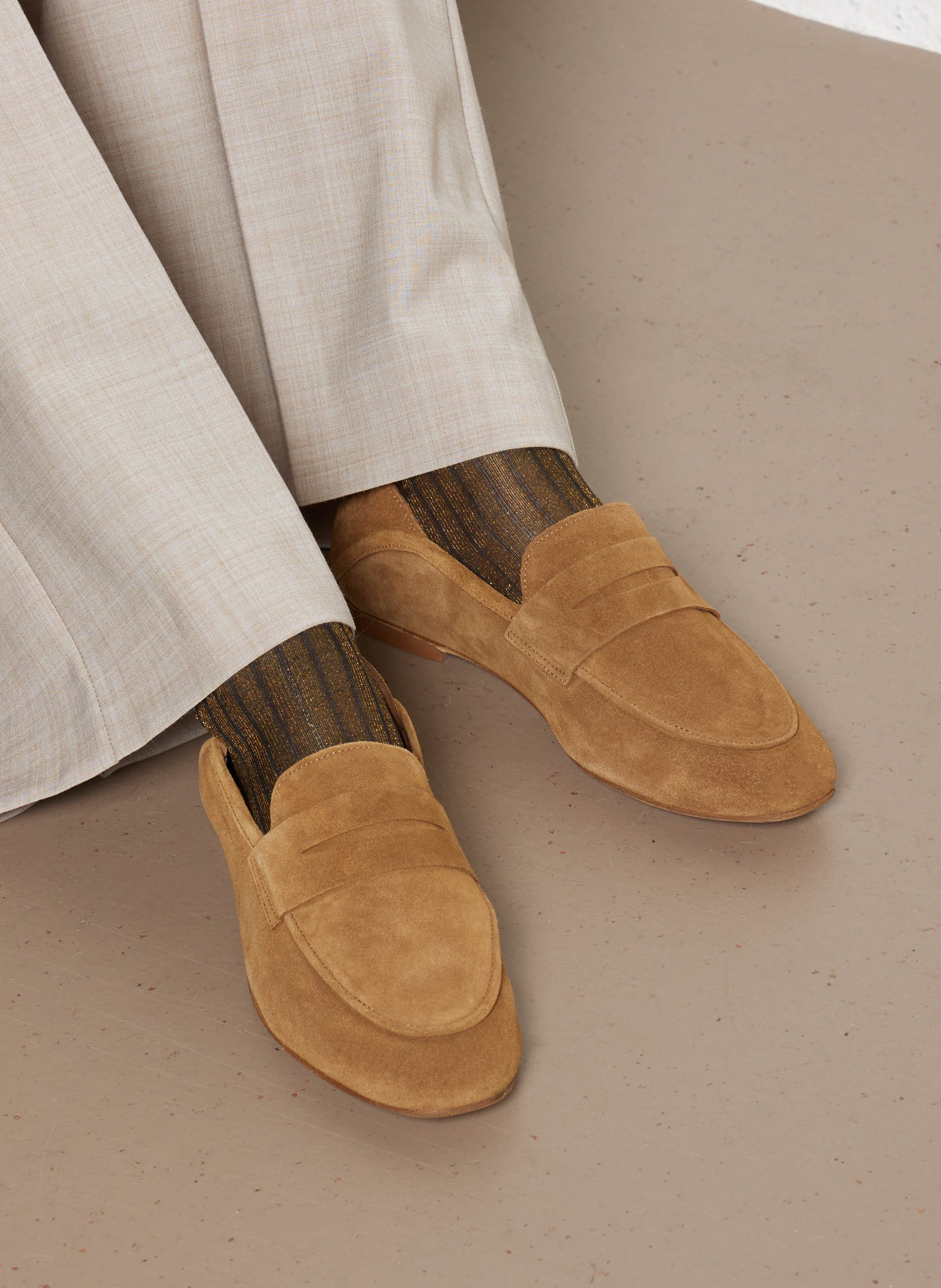 Mocassins en cuir velours ANONYMOUS COPENHAGEN Marron