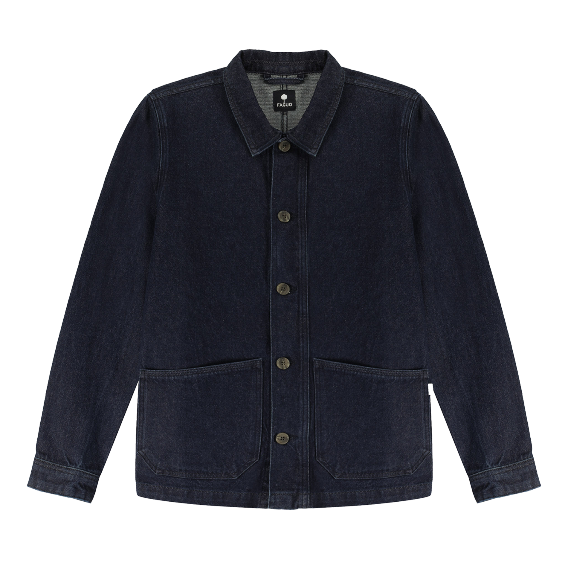 Shirt with classic collar in blended cotton denim FAGUO Raw denim