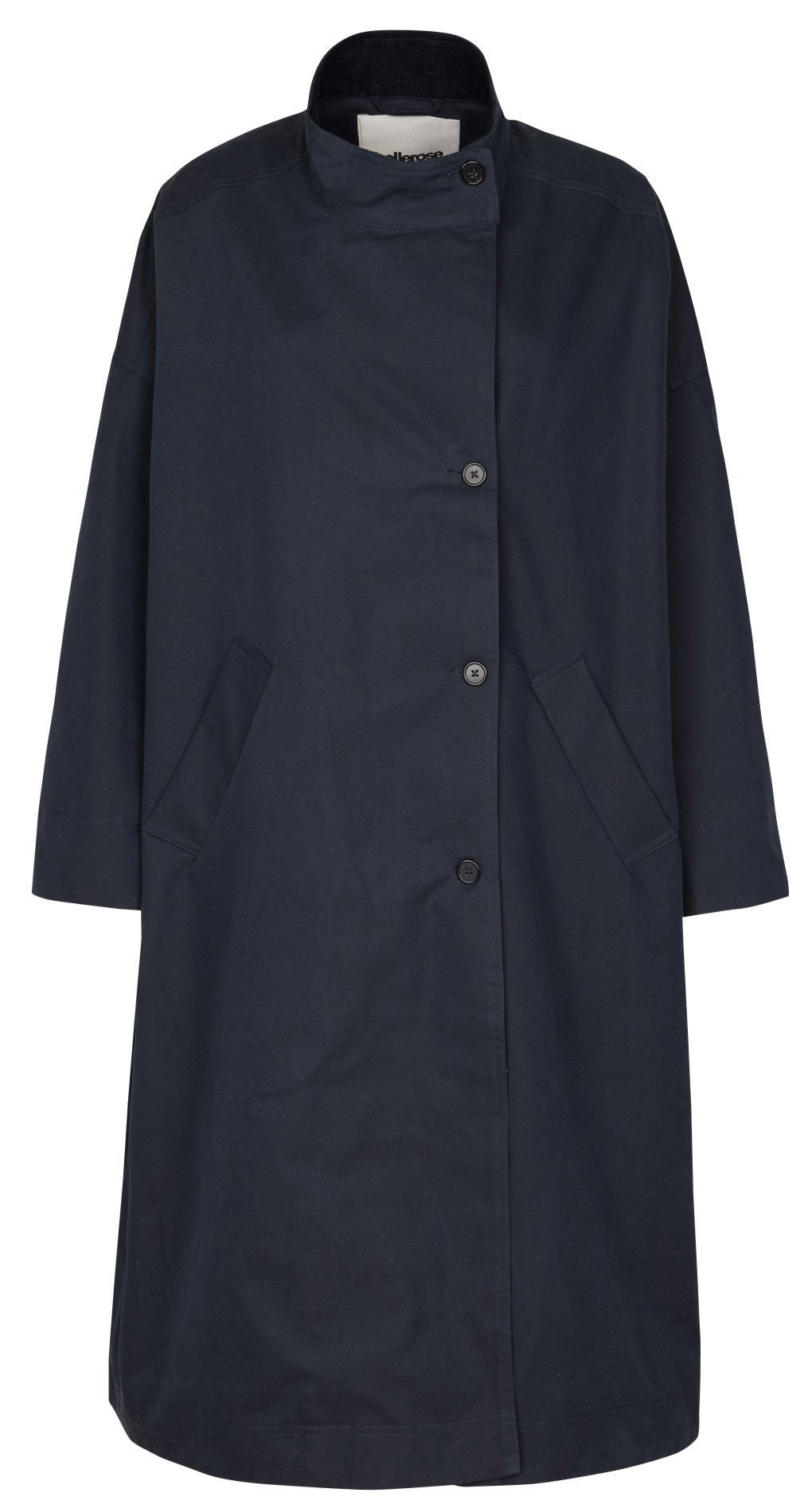 Long manteau col rond en coton mélangé BELLEROSE Bleu