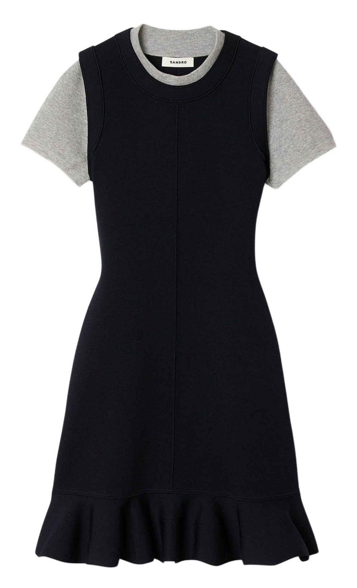 Round-neck knit midi dress SANDRO Blue