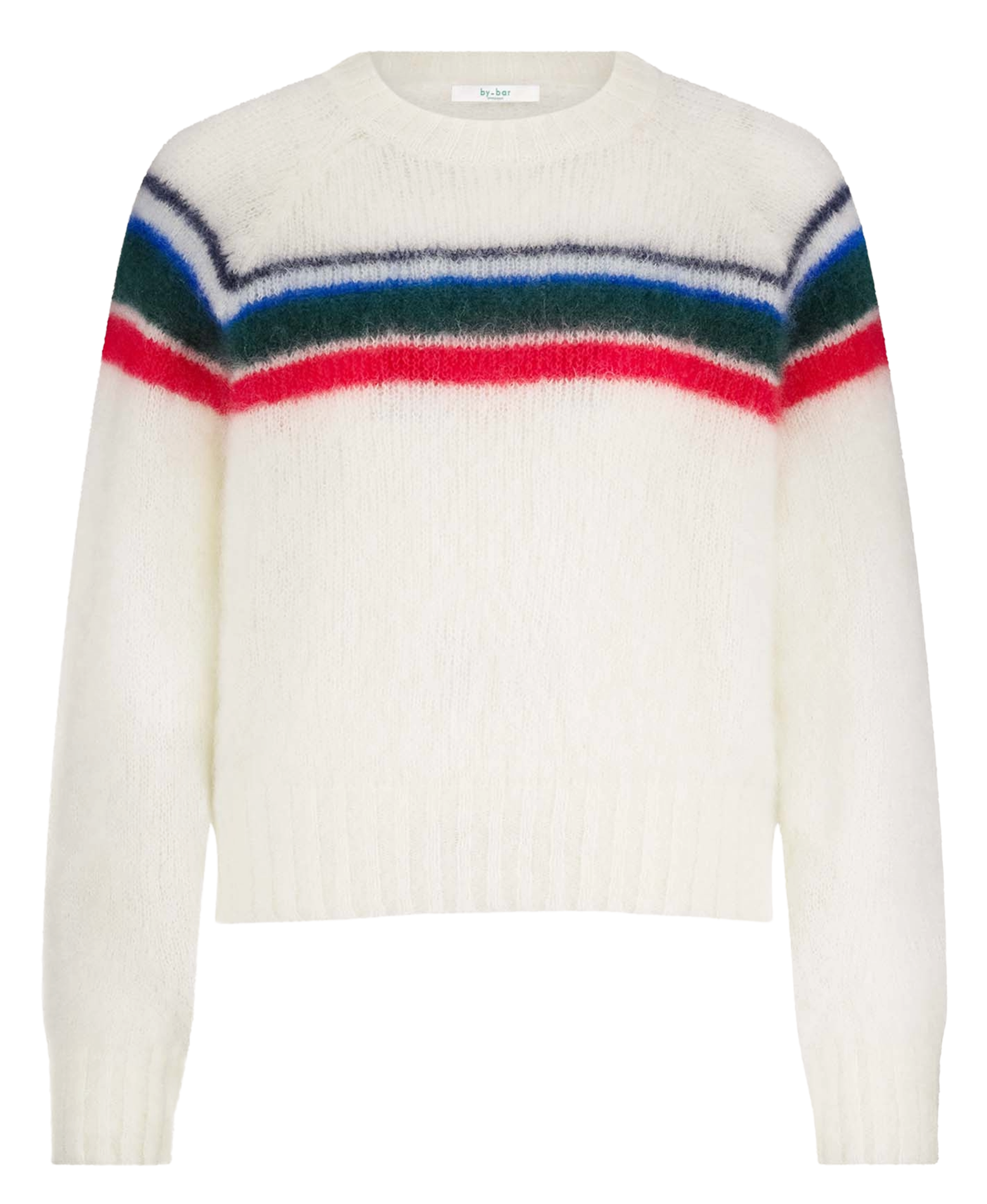 Rechte trui met ronde hals in gemengde mohair BY BAR Wit