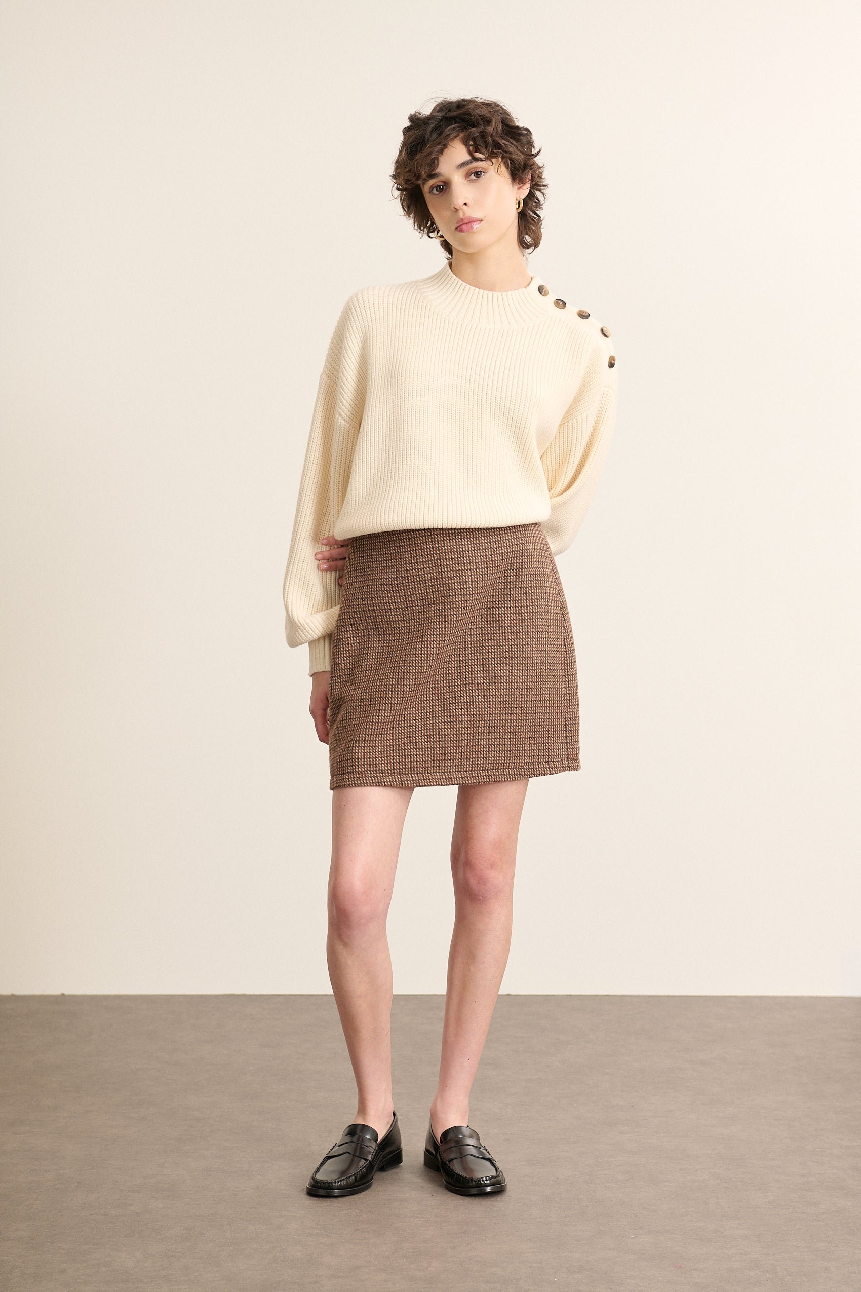 Short wool-blend skirt GARANCE PARIS Brown