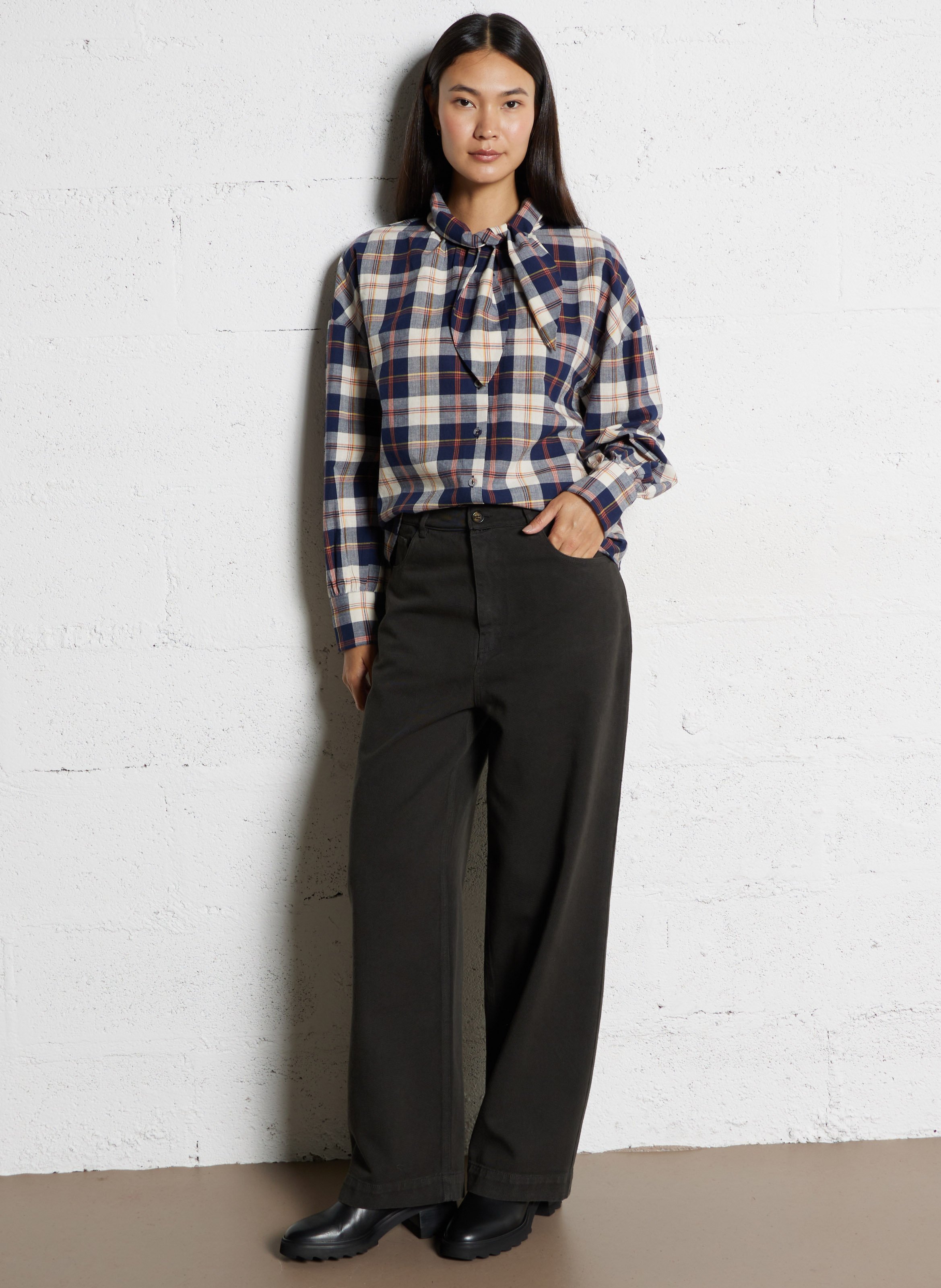 Checkered cotton shirt BELLEPIECE Blue