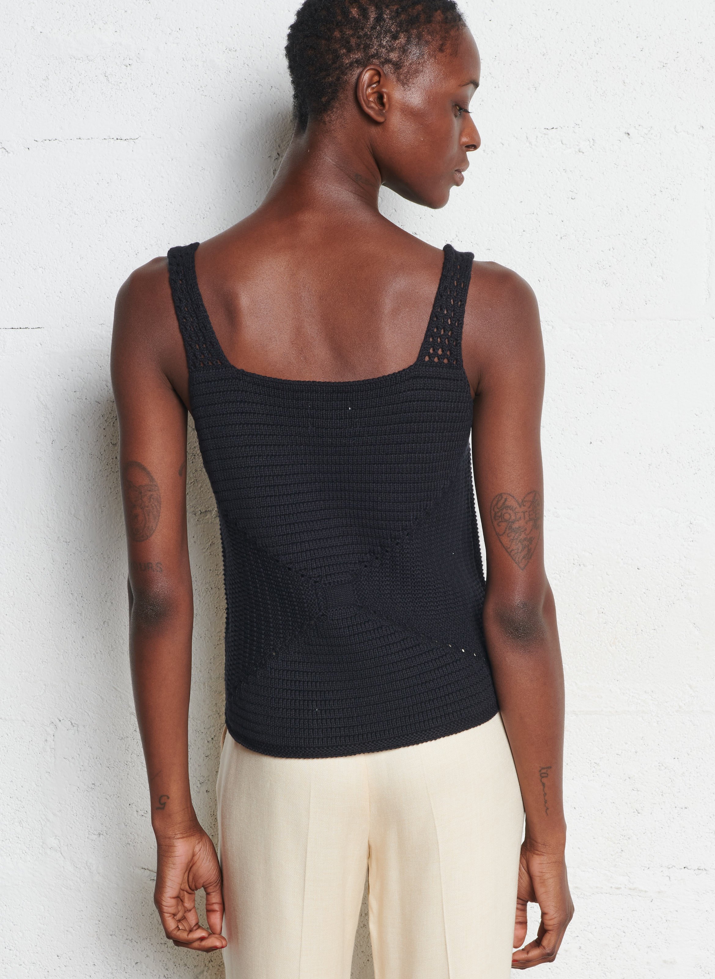 Débardeur droit en coton MAISON 123 Noir